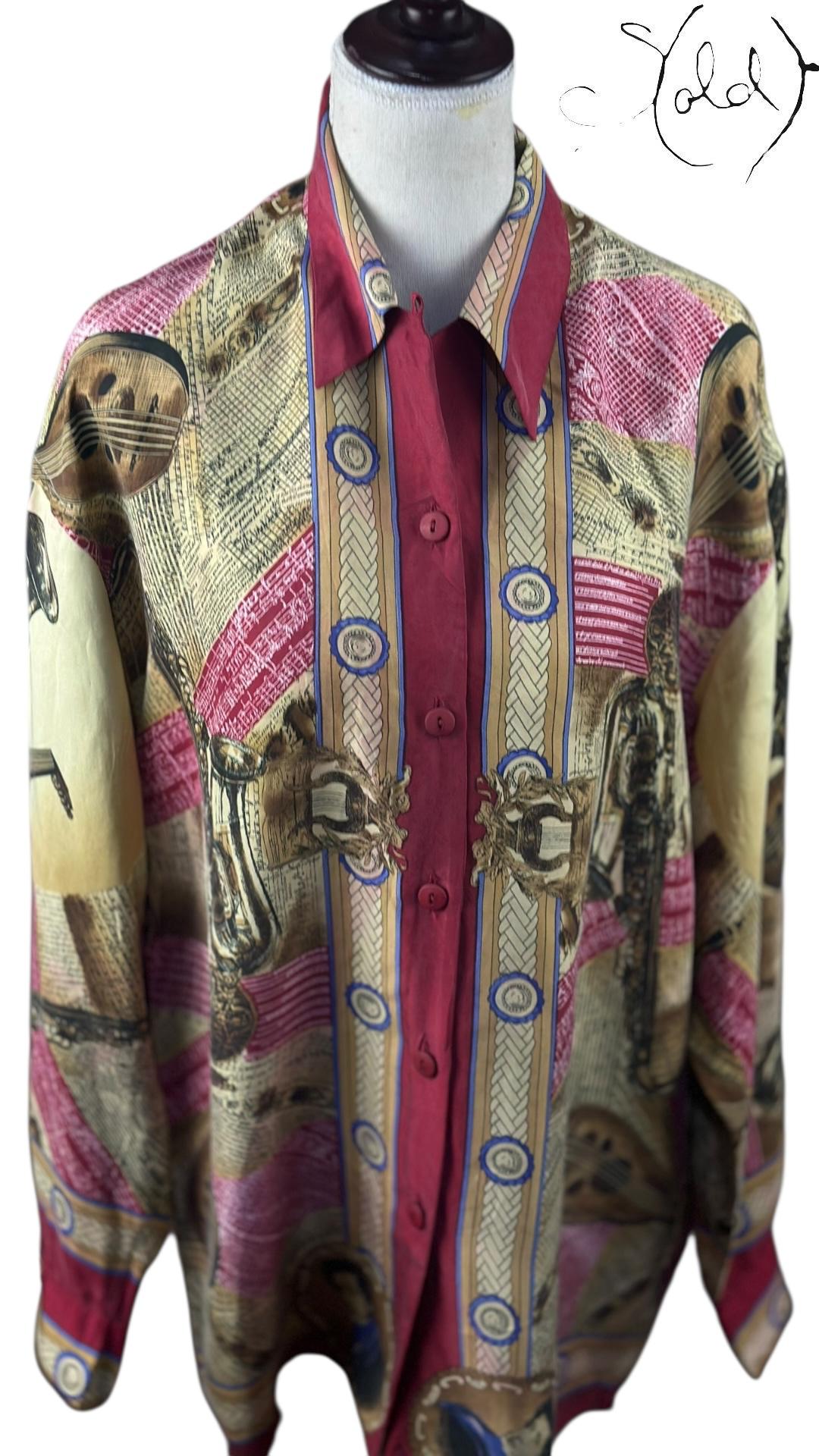 Ateliers Prestige Paris Pure Silk Baroque Print Shirt, Authenticated Pre-Owned | Sold Attire
