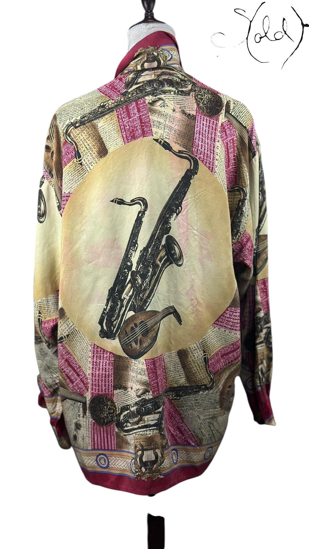 Ateliers Prestige Paris Pure Silk Baroque Print Shirt, Back view | Sold Attire