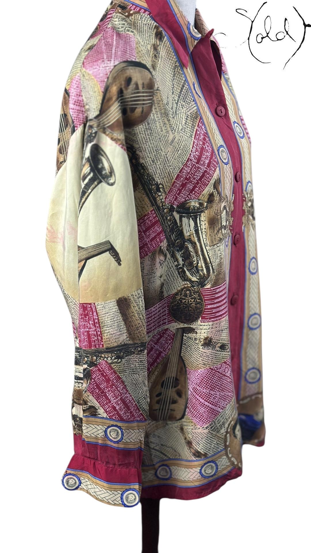 Ateliers Prestige Paris Pure Silk Baroque Print Shirt, Detail view | Sold Attire