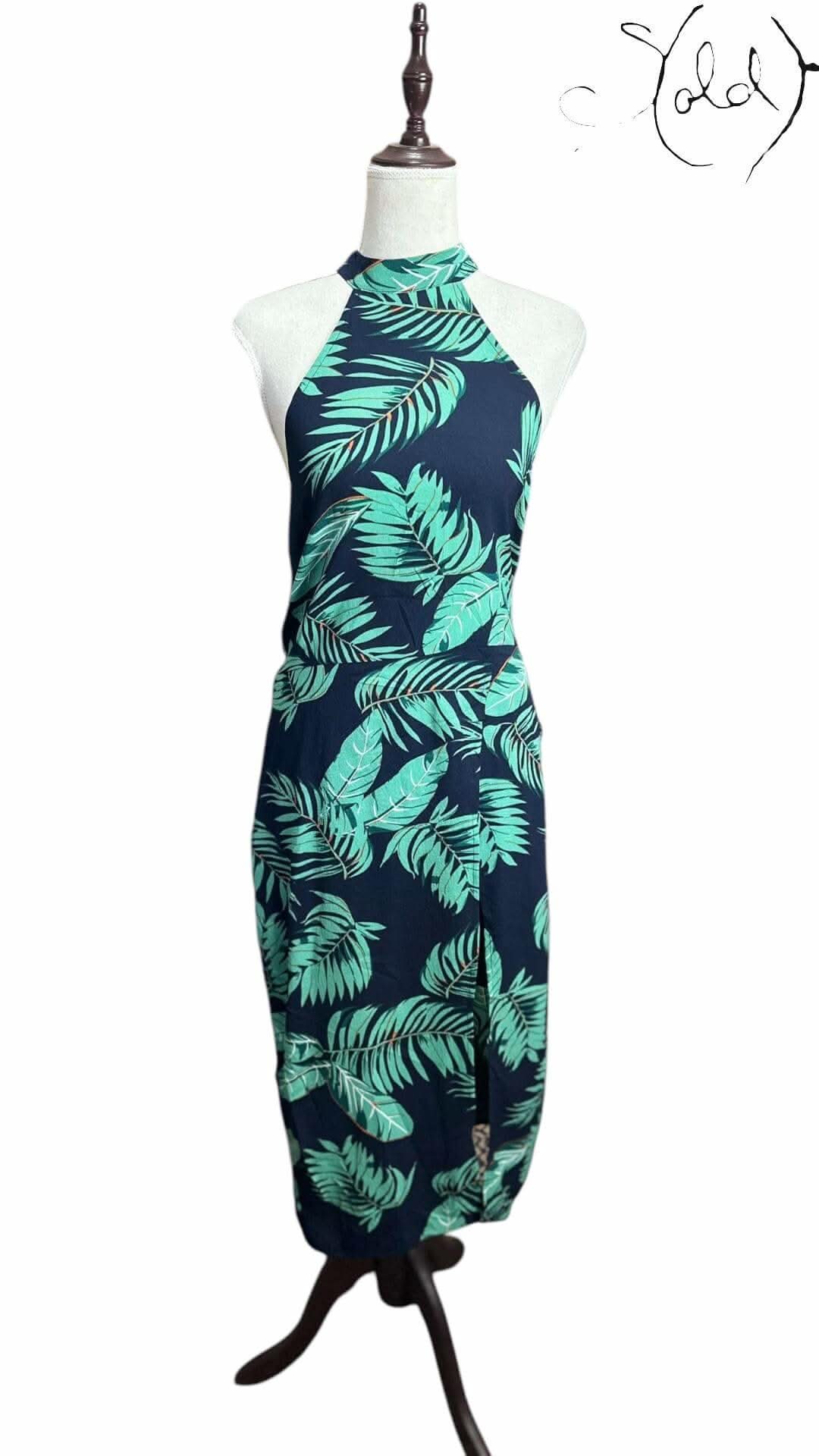 AX Paris Palm Halter Dress – New with Tags | Sold Attire - Sold Attire