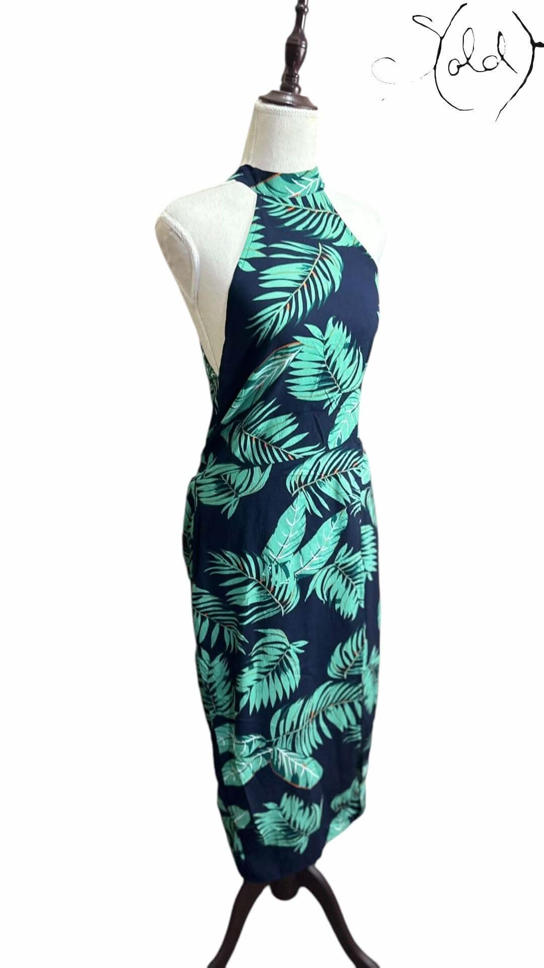 AX Paris Palm Halter Dress – New with Tags | Sold Attire - Sold Attire