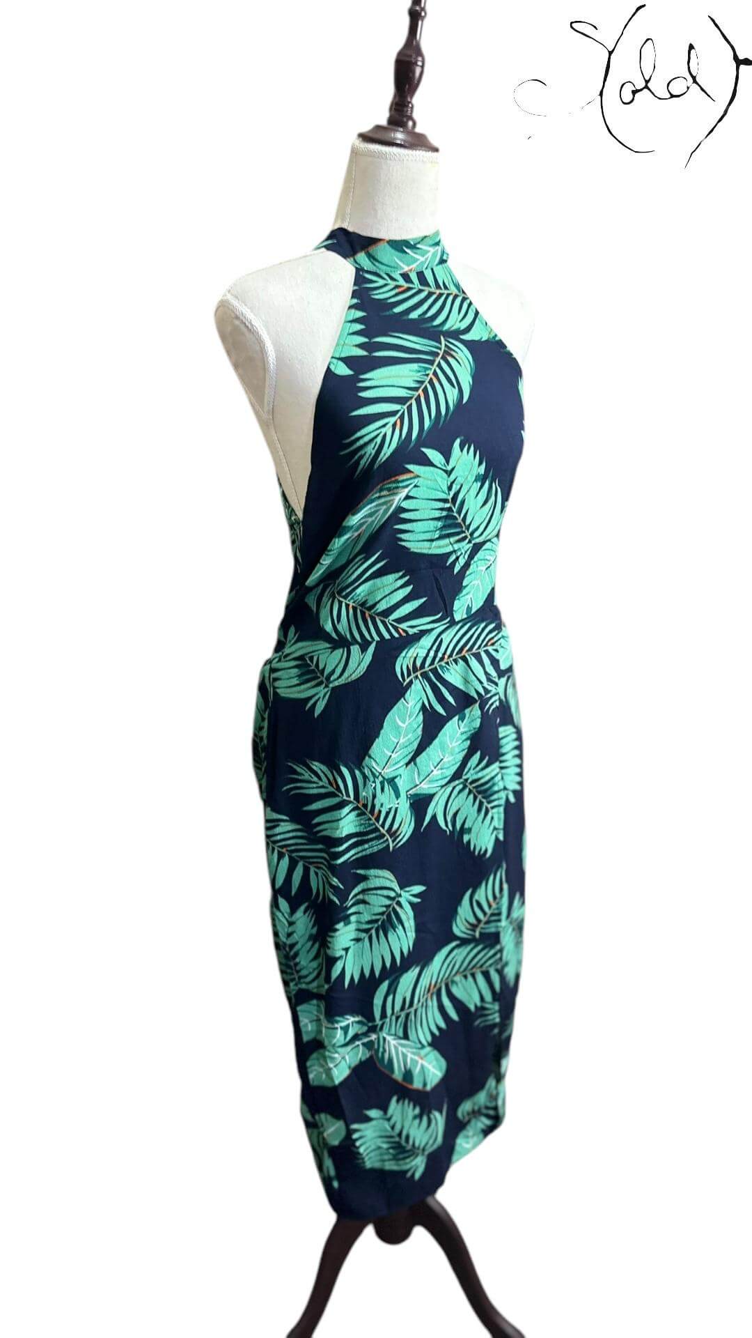 AX Paris Palm Halter Dress – New with Tags, Back view | Sold Attire