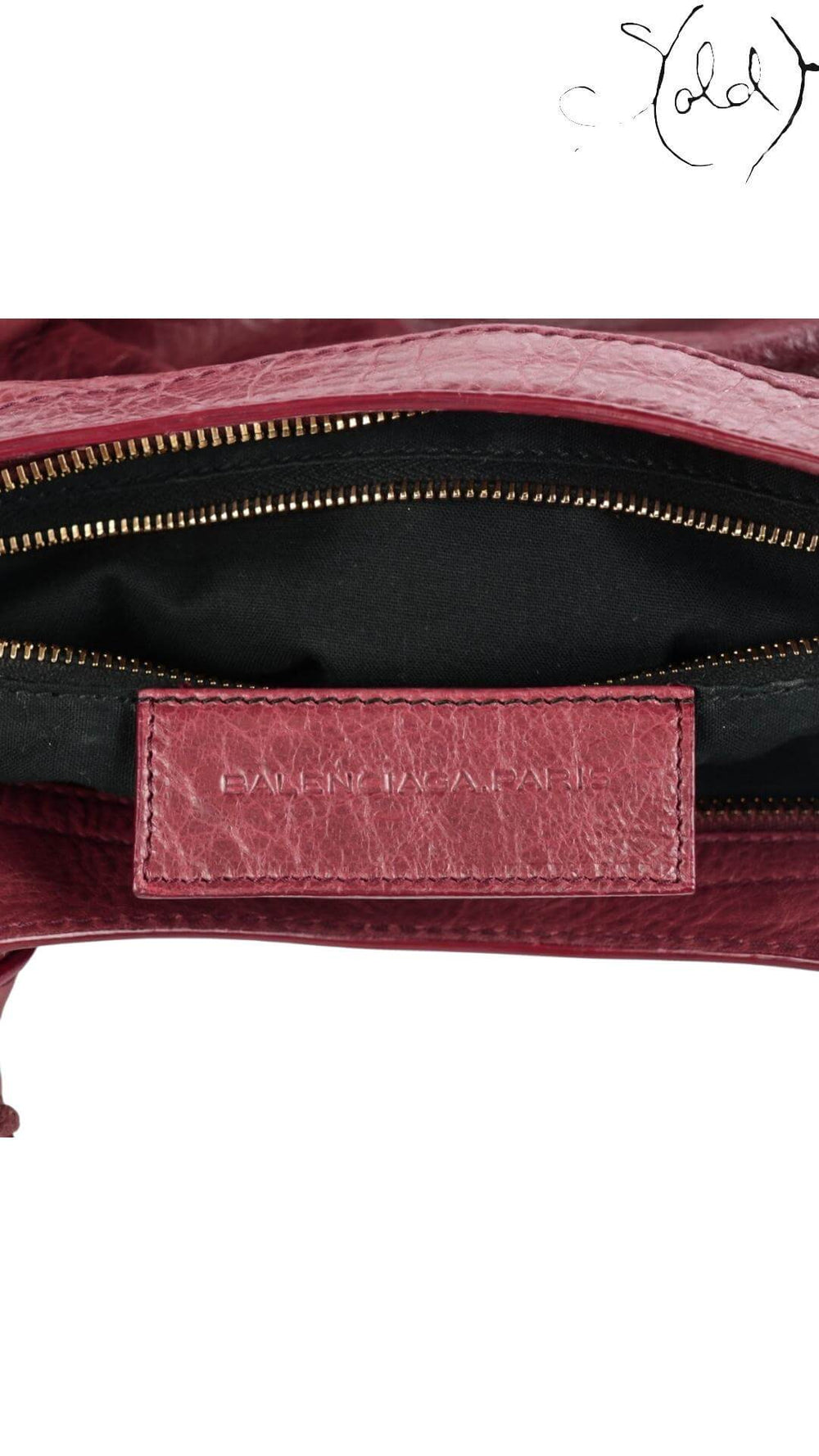BALENCIAGA Agneau Giant 12 City – Cassis with Rose Gold Hardware, Detail view | Sold Attire