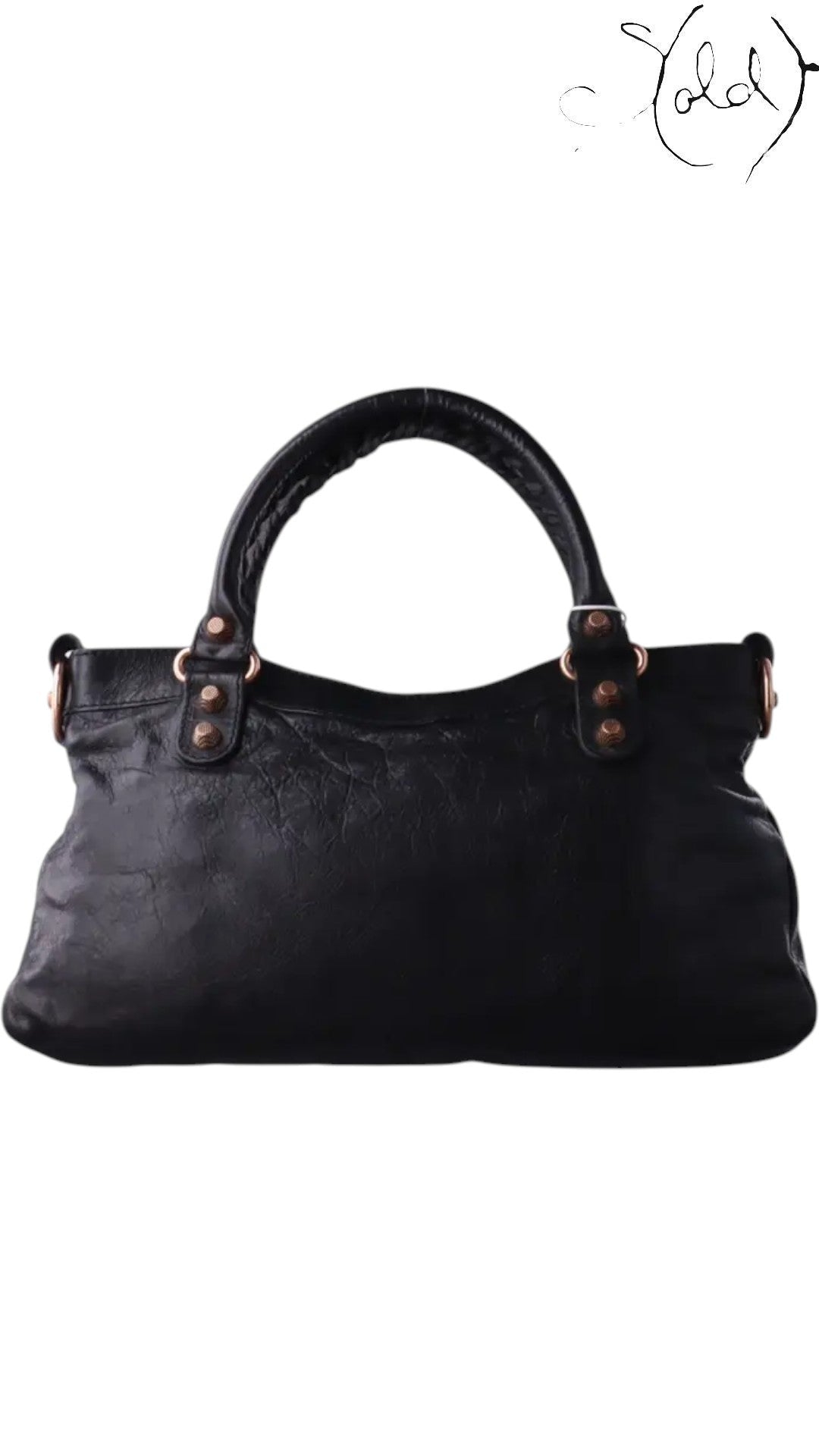 Balenciaga City Black Smooth Calfskin Rose Gold 2018, Interior view | Sold Attire