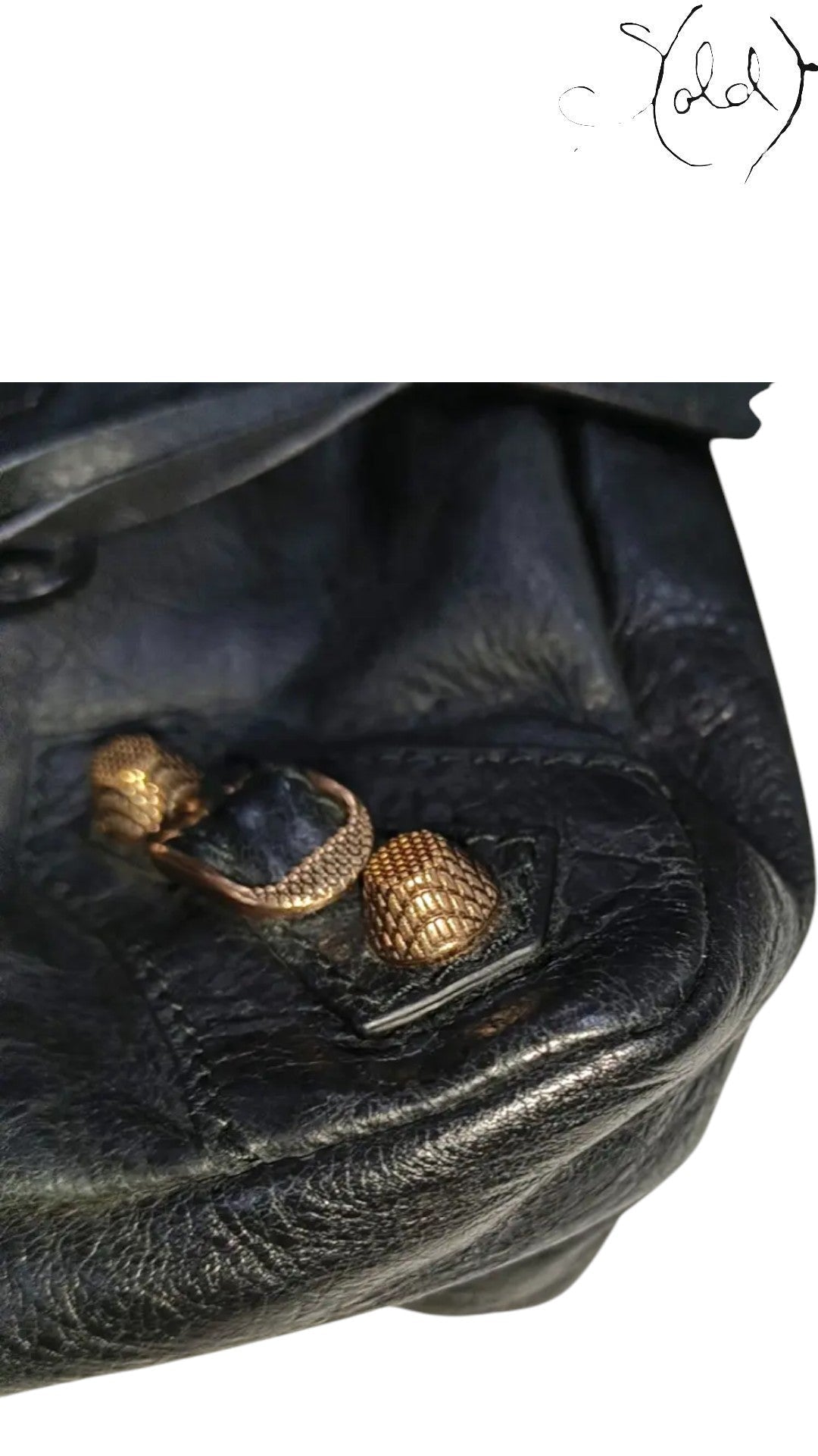 Balenciaga City Black Smooth Calfskin Rose Gold 2018, Base view | Sold Attire
