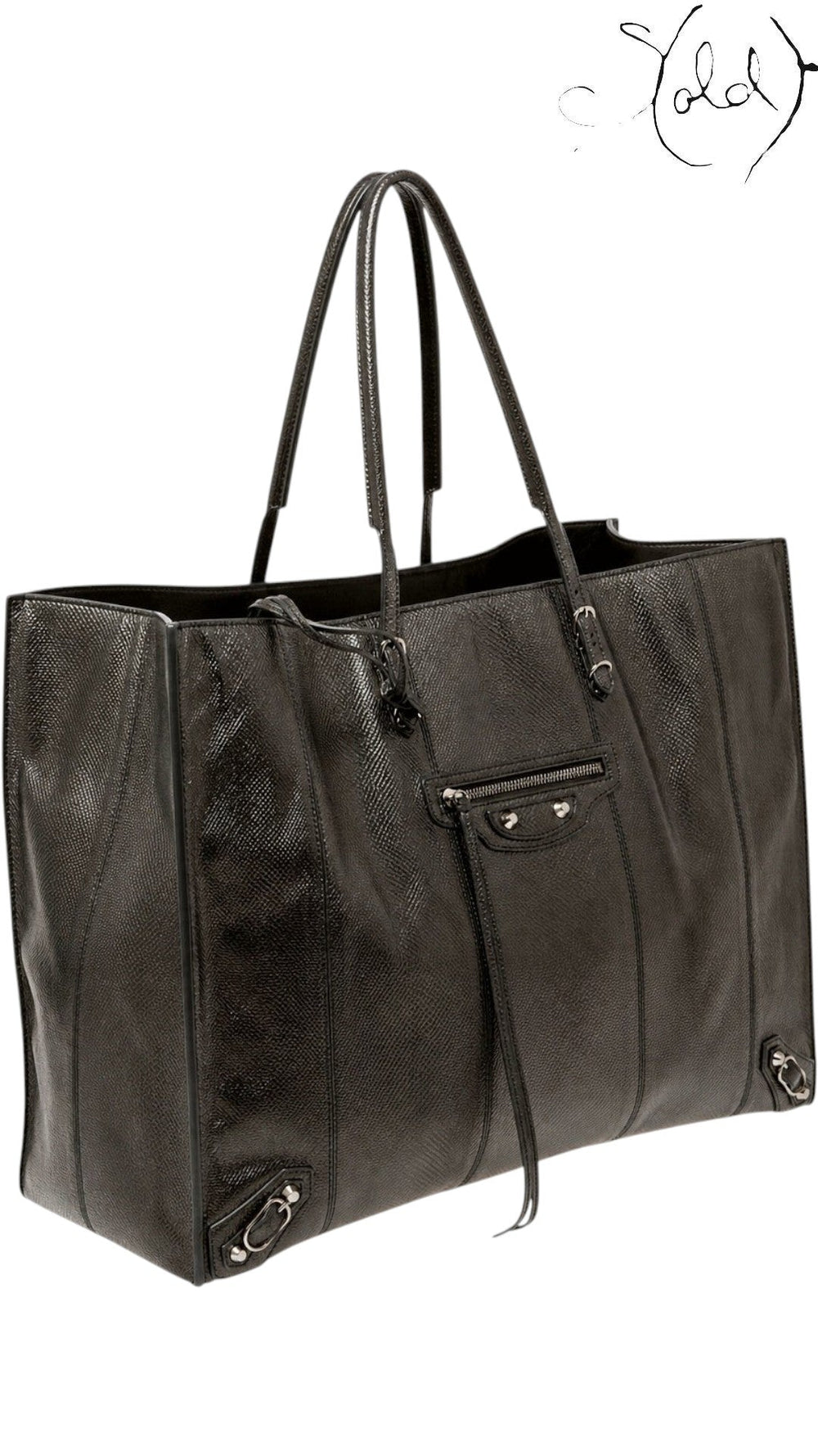 Balenciaga Papier A4 grey karung tote angled front view
