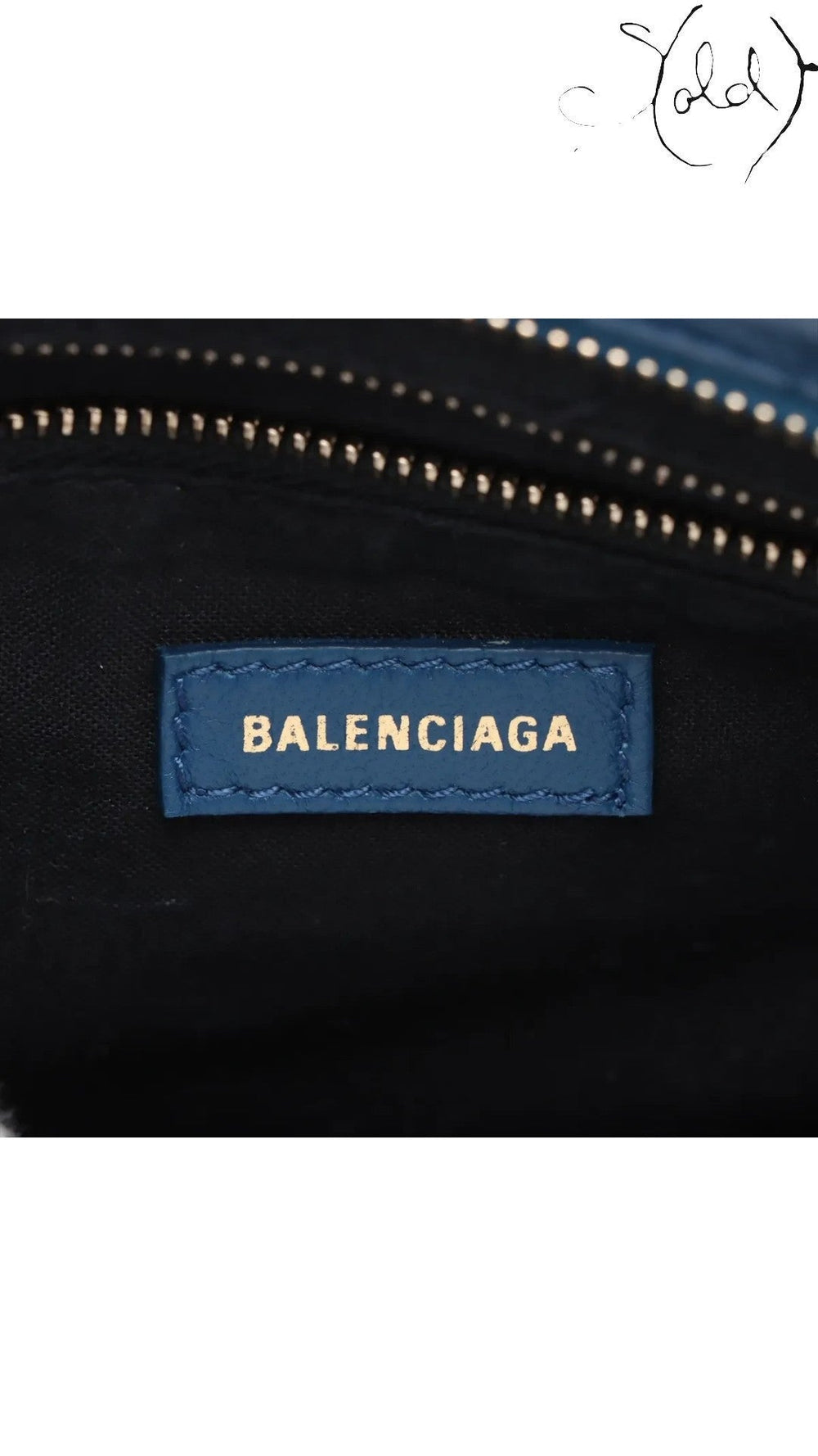 Sold Attire Balenciaga Bleu Marine croc-embossed leather interior brand label tag