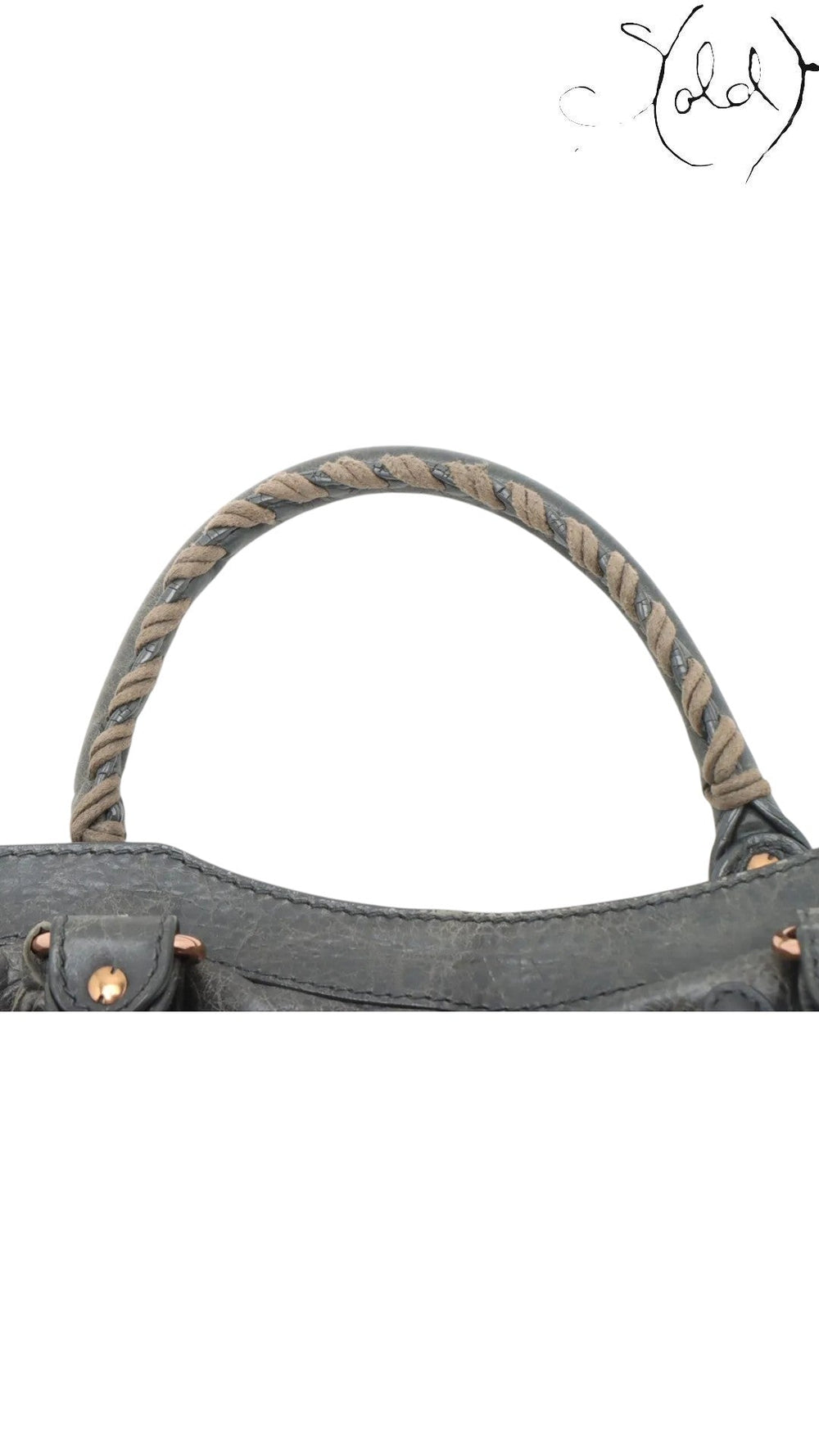 Sold Attire Balenciaga Giant City green leather 2-way bag with braided handle detail and aged metal hardware.