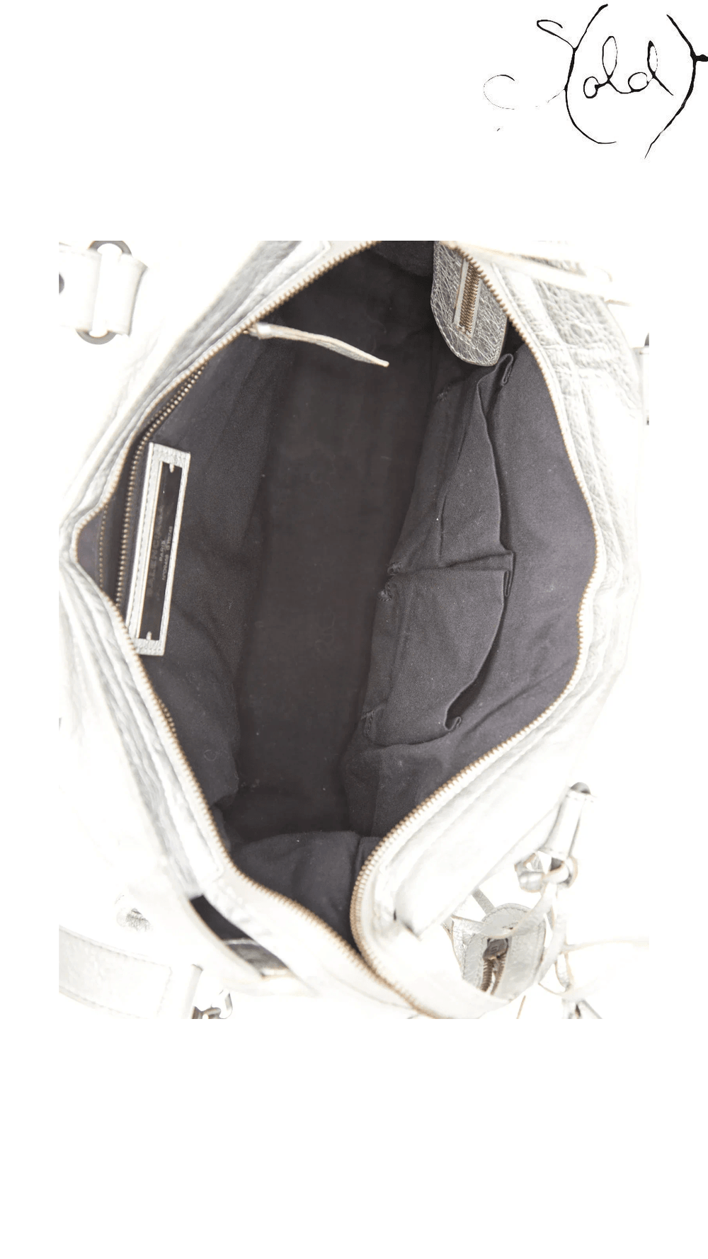 Balenciaga Metallic Classic City Small black canvas interior