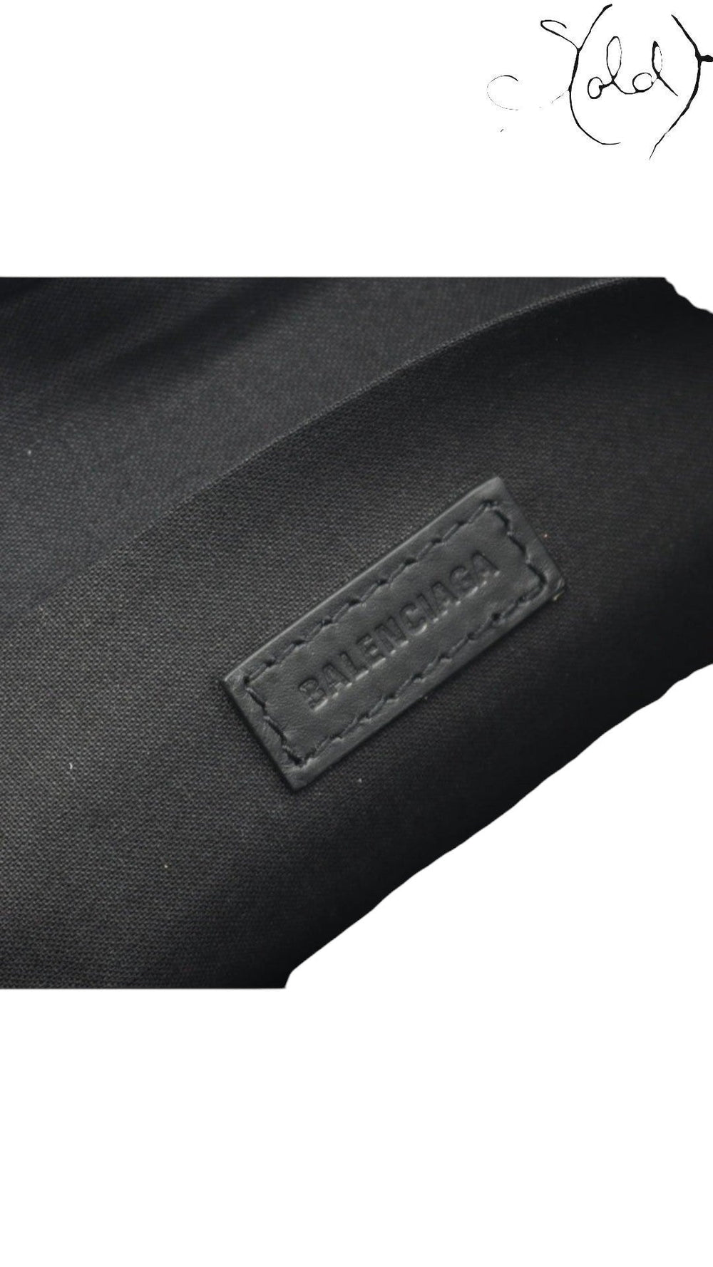 Balenciaga Navy Clip M black canvas clutch side detail