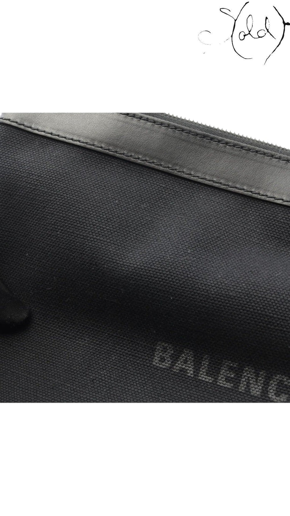 Balenciaga Navy Clip M black canvas clutch condition detail