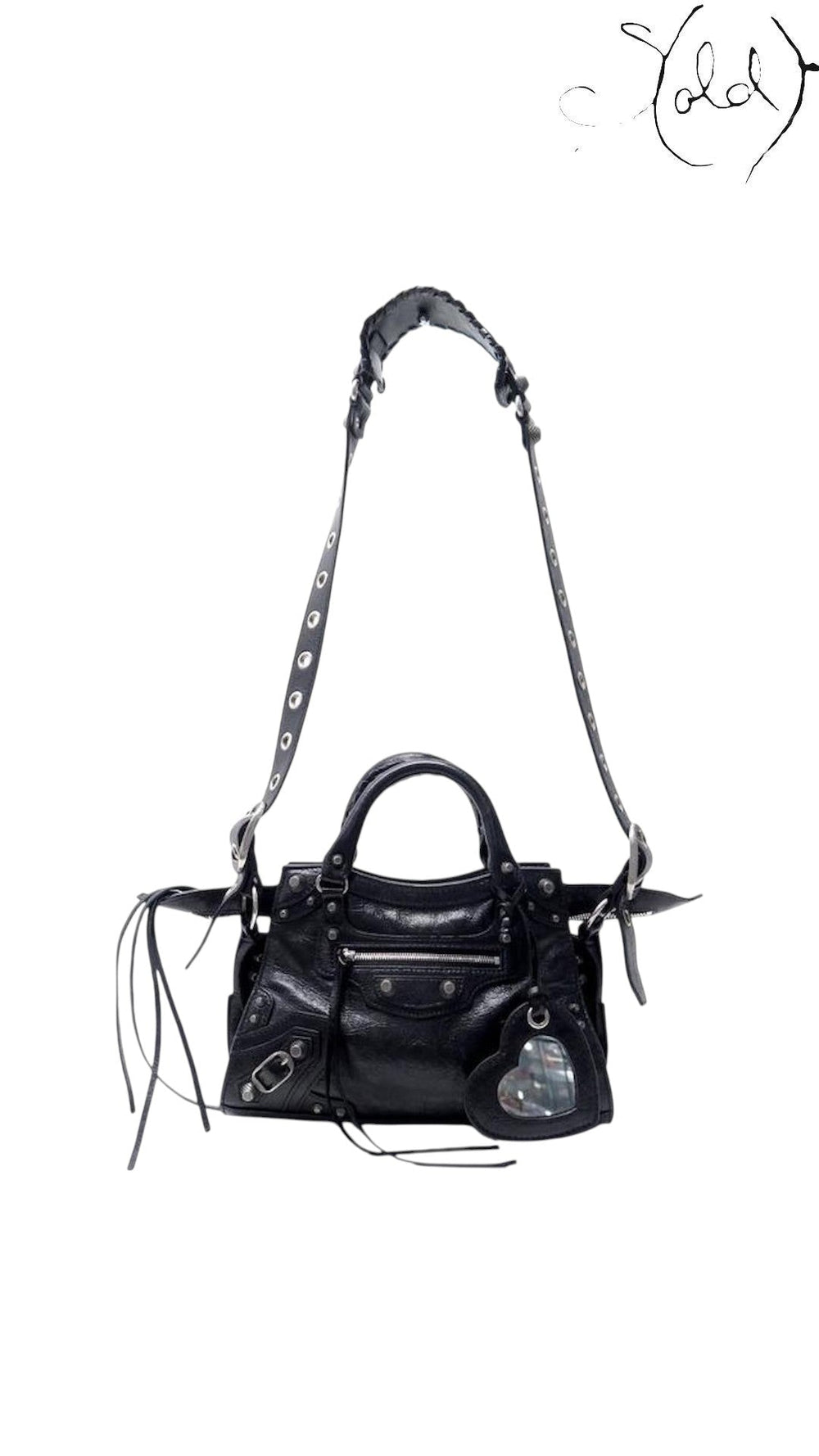 Balenciaga Neo Cagole XS Black Lambskin Bag angled front view