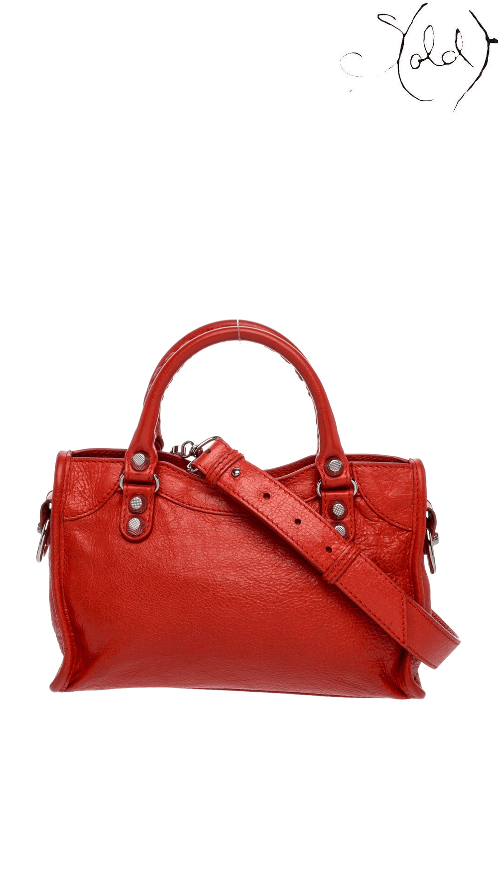 Balenciaga Orange Leather Mini City Giant Bag: reverse view