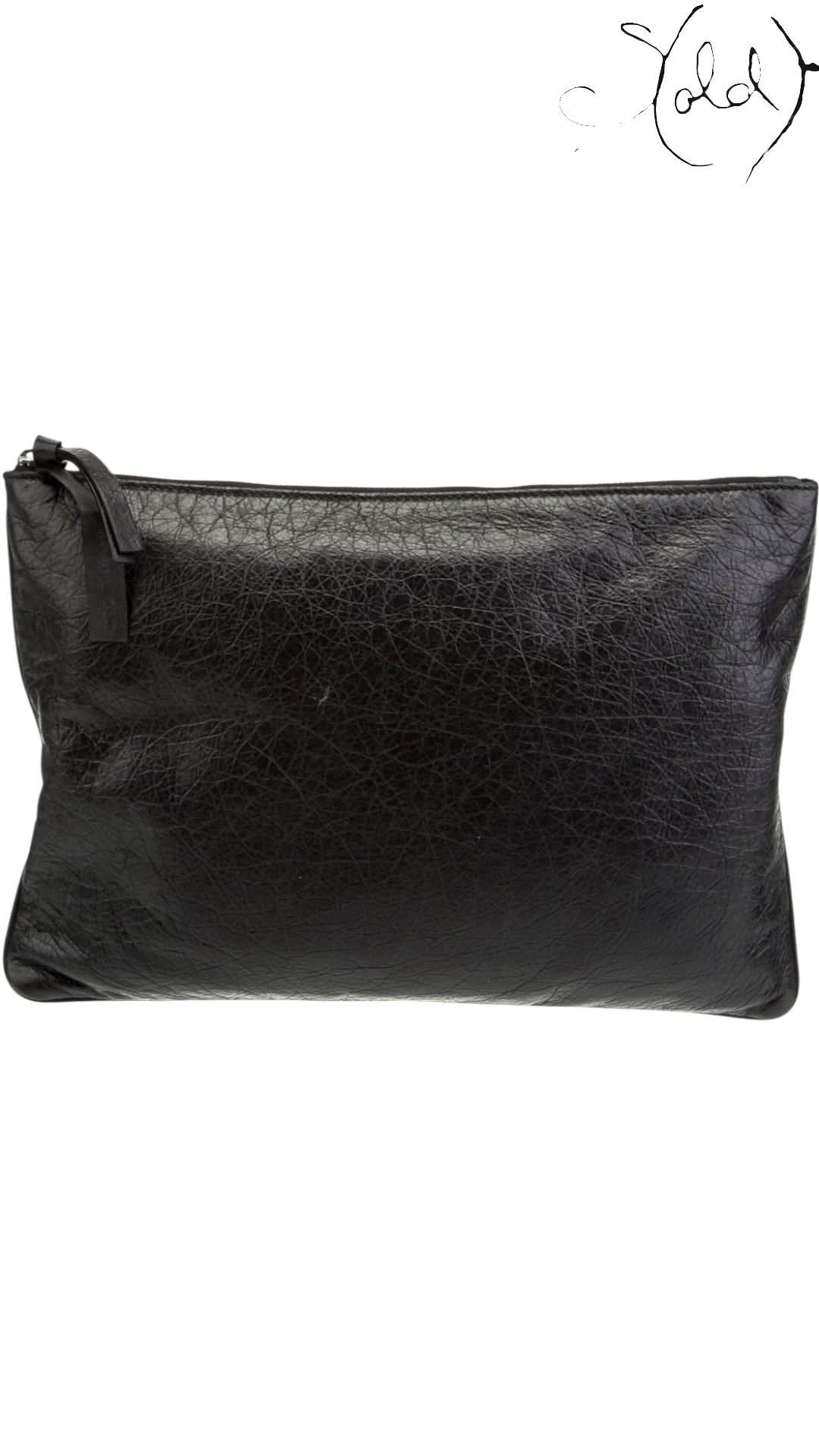 Balenciaga Black Agneau Europa Pouch | Sold Attire - Sold Attire