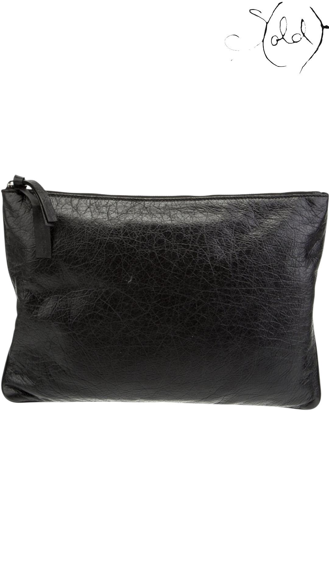 Balenciaga Black Agneau Europa Pouch 2018 Demna Era, Interior view | Sold Attire