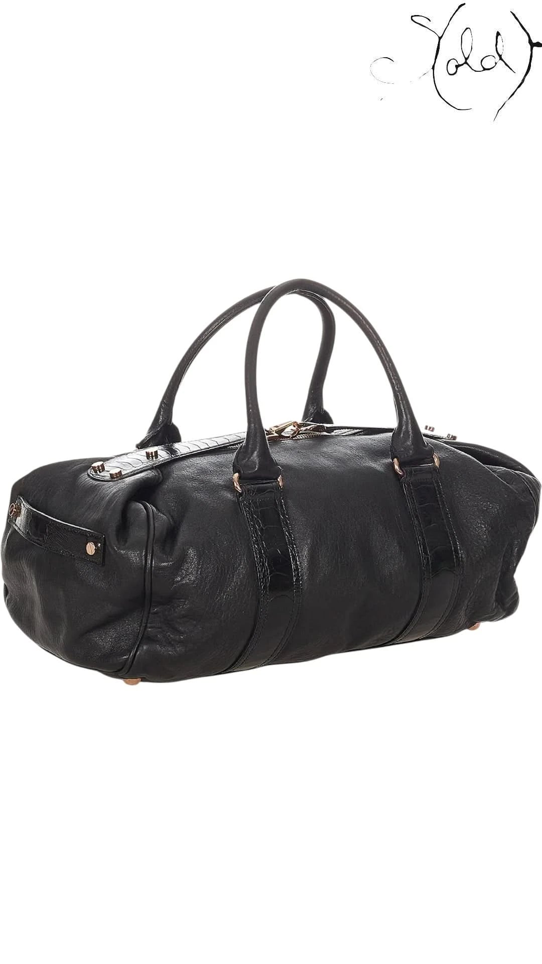 Balenciaga Bags variant_title Balenciaga Black Whistle Lambskin Boston Bag 2000s | Sold Attire