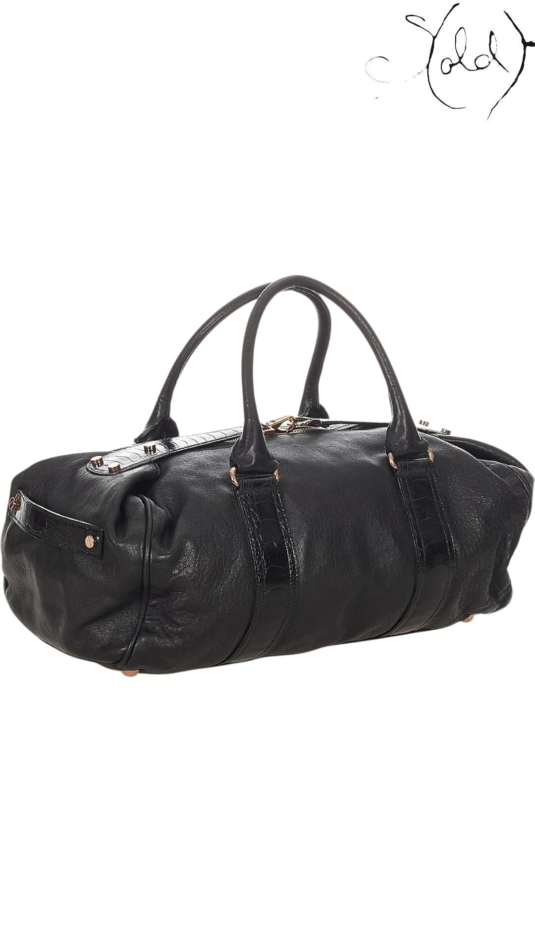 Balenciaga Black Whistle Lambskin Boston Bag 2000s, Back view | Sold Attire