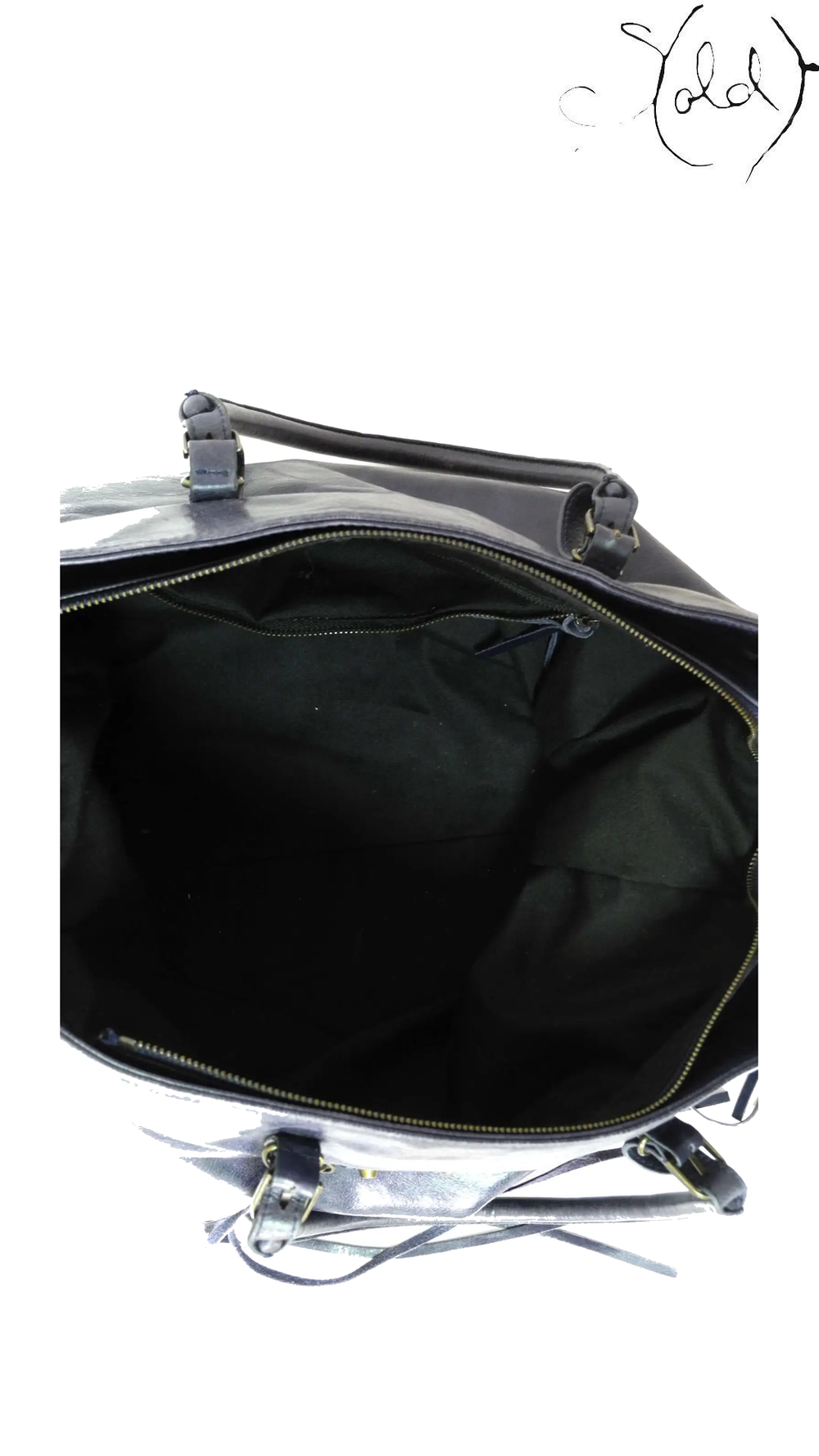 Balenciaga Dark Blue Leather City Tote: interior view