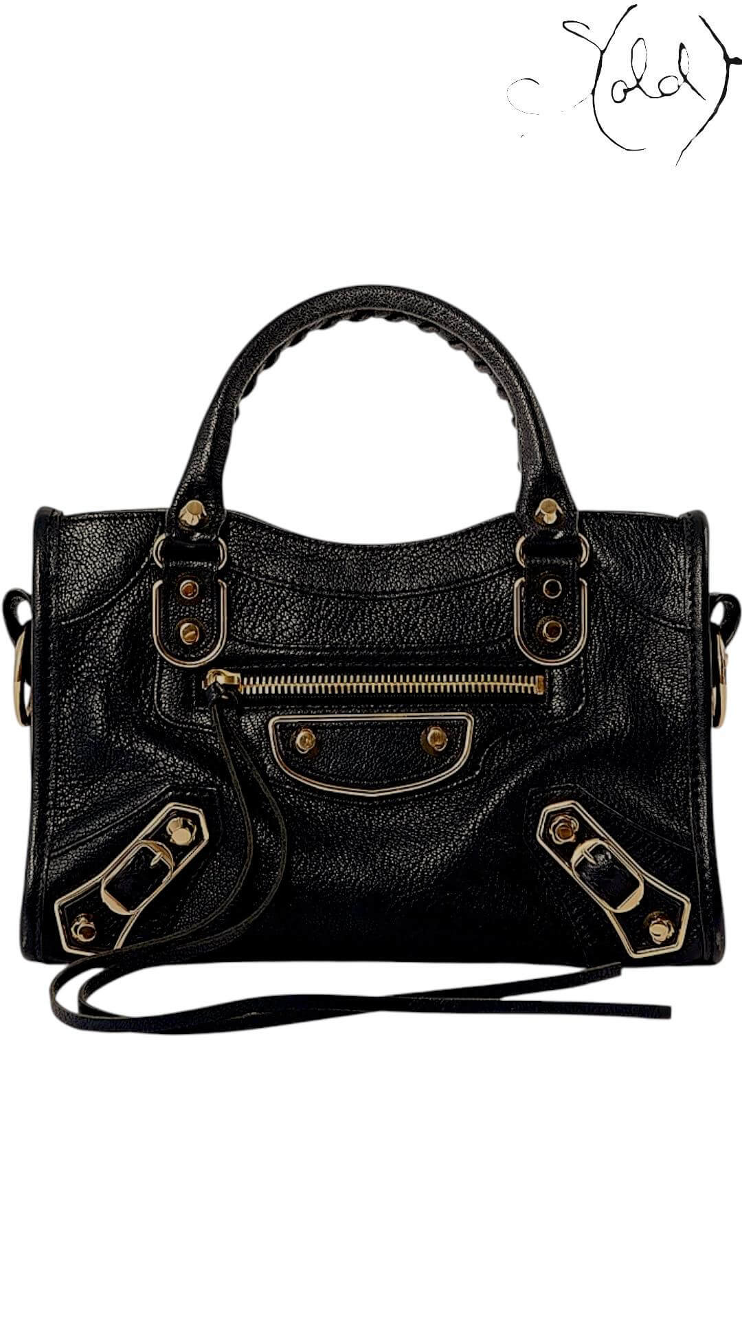Balenciaga Metallic Edge Mini City Bag Black Leather – Gold Hardware, Authenticated Pre-Owned | Sold Attire