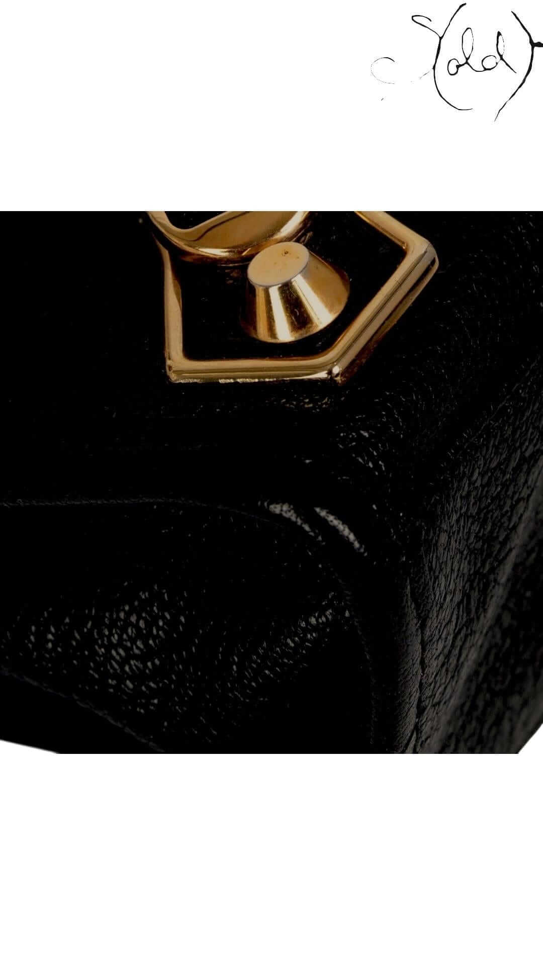 Balenciaga Metallic Edge Mini City Bag Black Leather – Gold Hardware, Detail view | Sold Attire