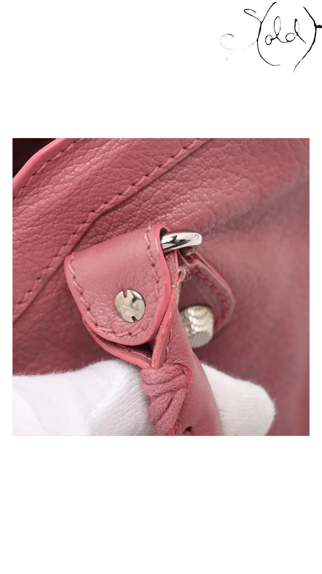 Sold Attire Balenciaga City Giant 12 bag in Rose Bruyere agneau lambskin with silver hardware detail.
