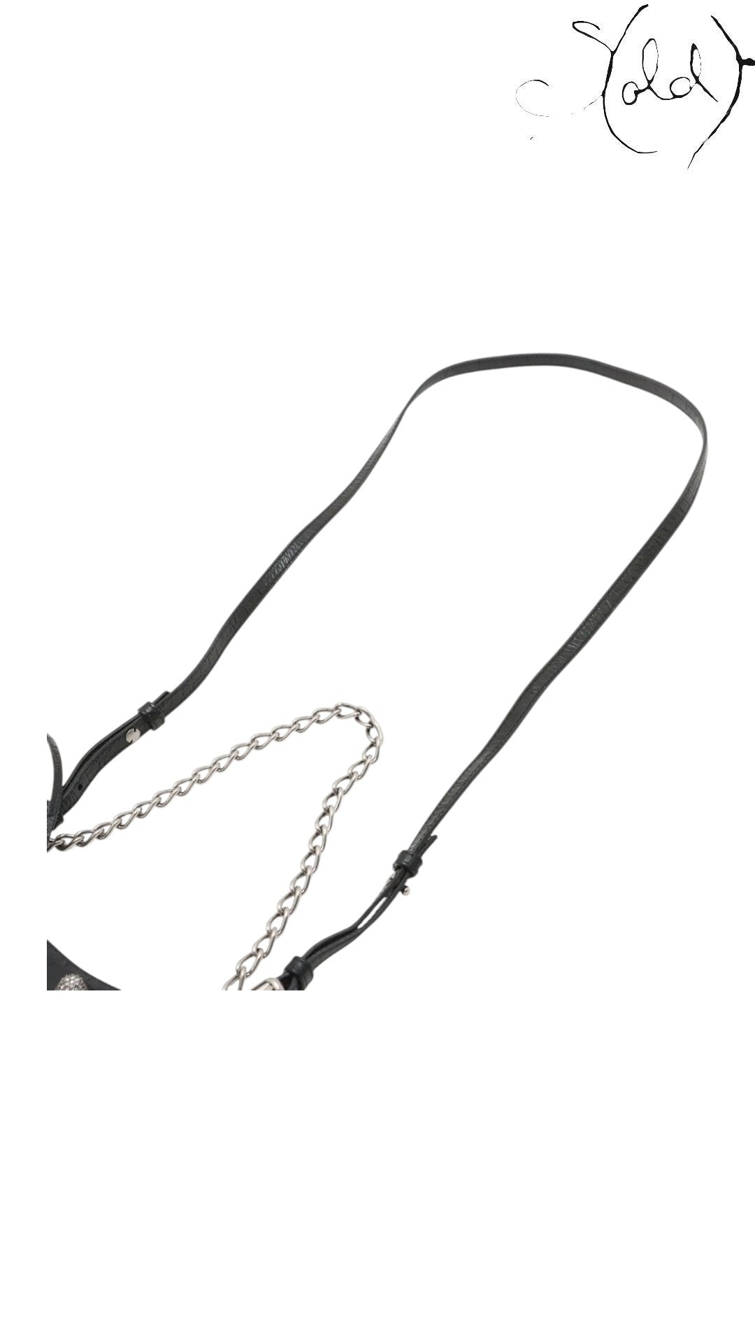 Balenciaga Le Cagole Mini Black Crocodile-Embossed Calfskin Rhinestone Chain 2023, Hardware detail | Sold Attire