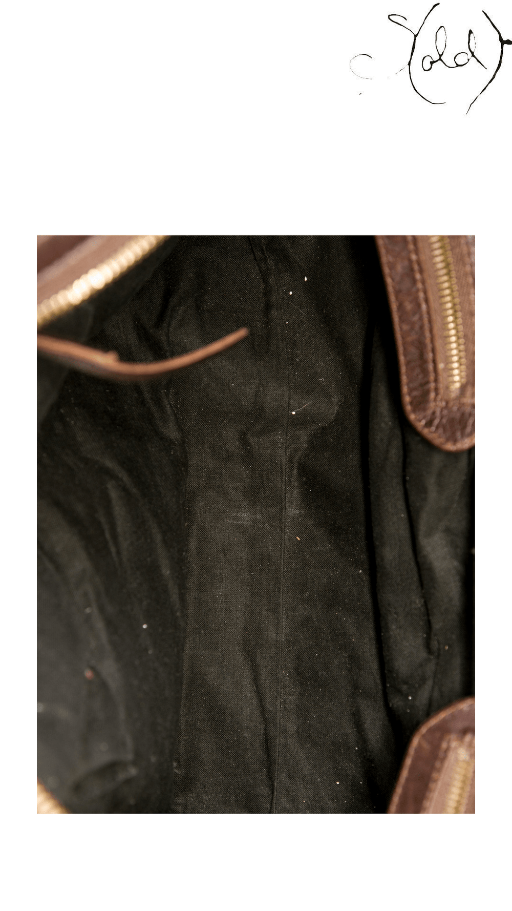Balenciaga Vintage Brown Leather Motorcycle Shoulder Bag, interior lining detail