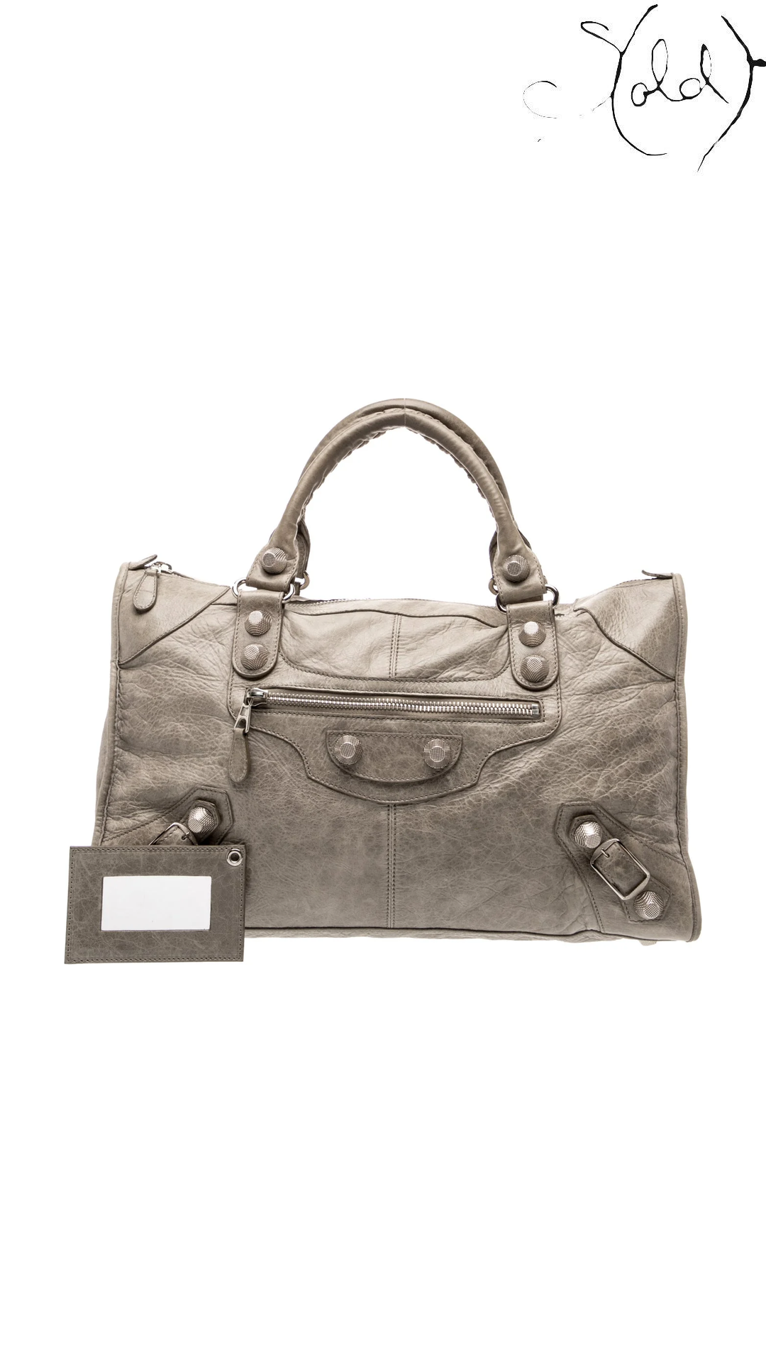 Balenciaga Work neutral leather front view