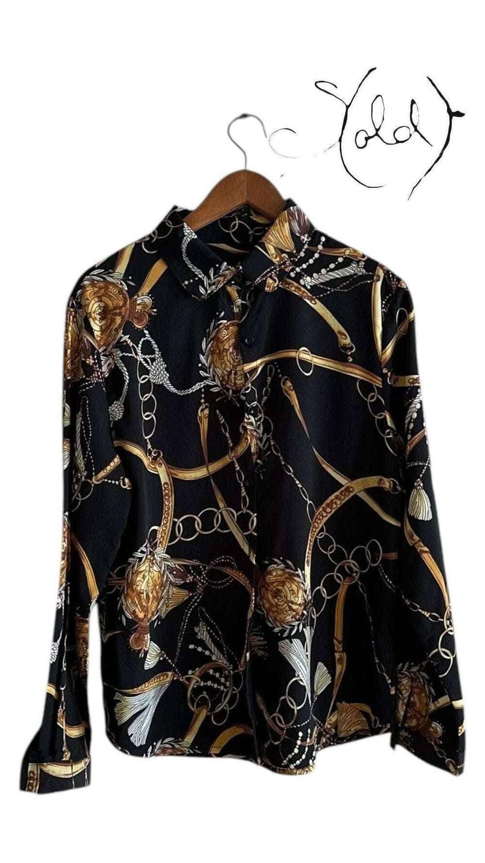 Baroque Print Blouse - Bold Vintage Glam