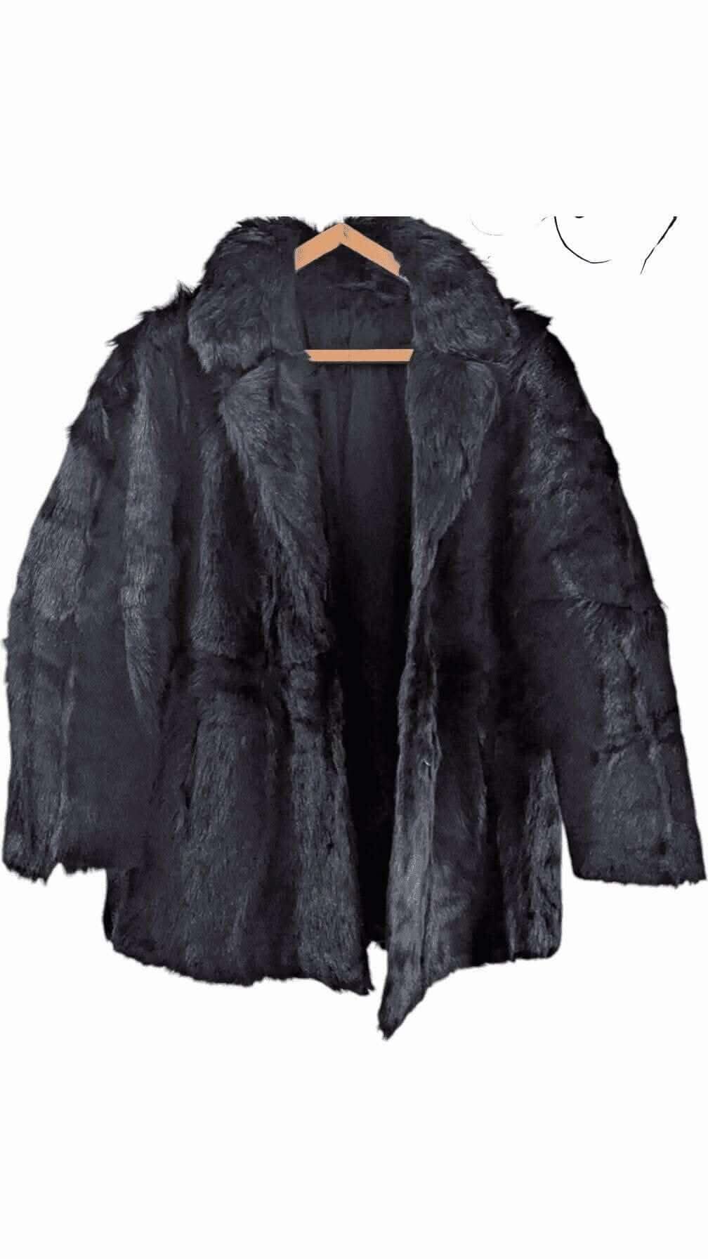 Black Fox Fur Coat - Vintage Elegance