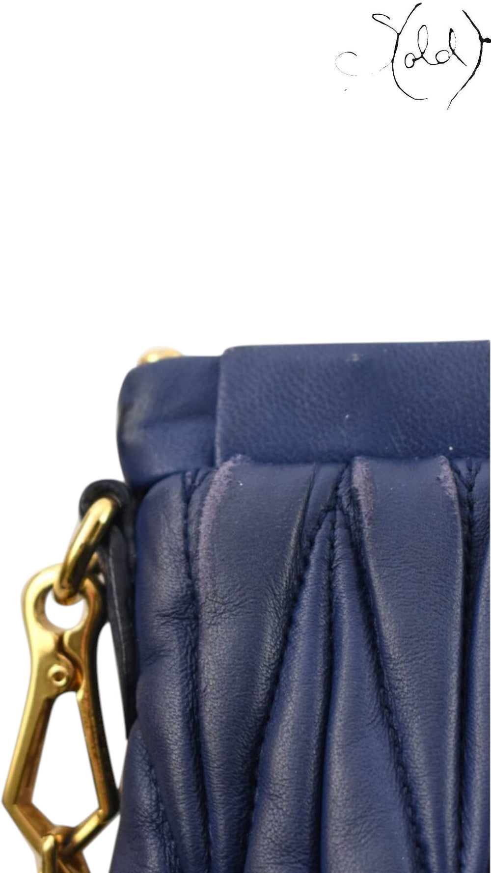 Miu Miu Blue Matelasse Leather Crossbody Bag strap detail