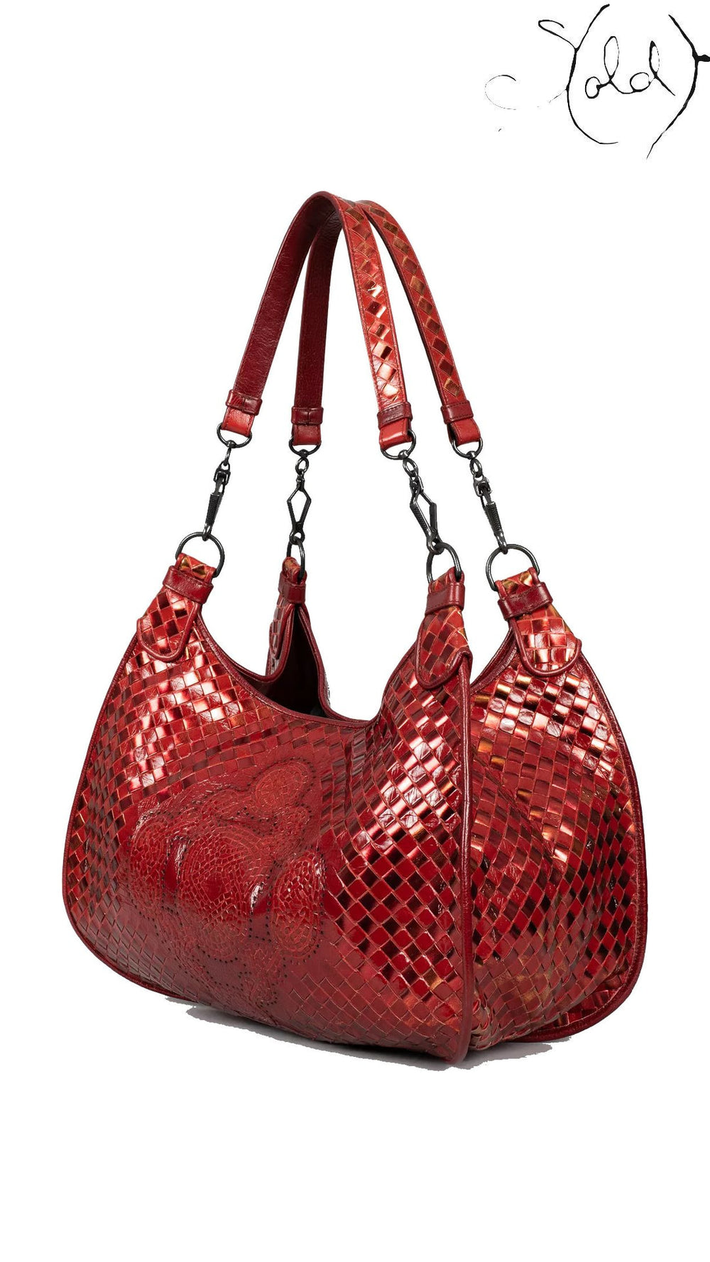Bottega Veneta Limited Red Woven Tote 017 of 300 - view 2