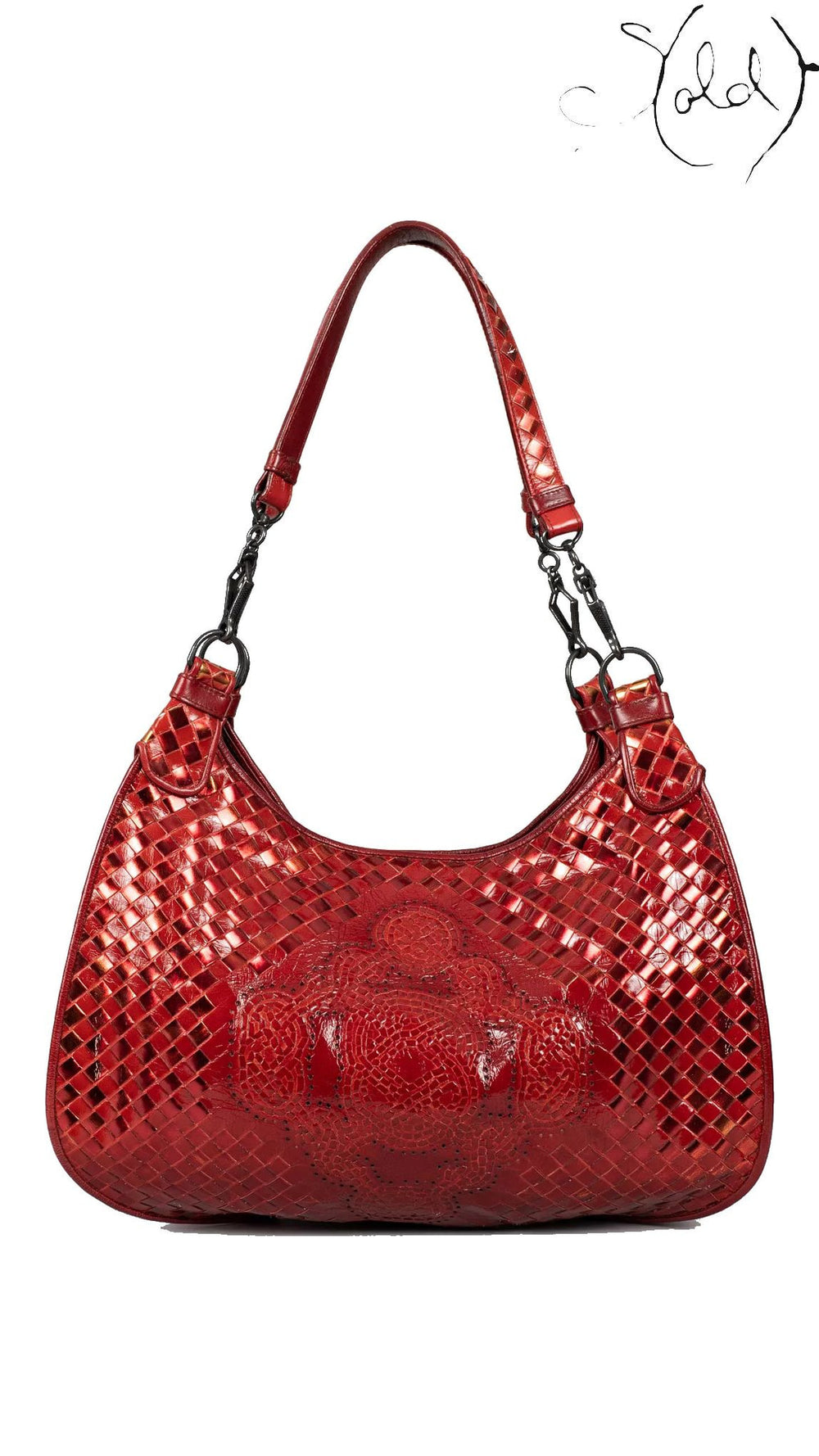 Bottega Veneta Limited Red Woven Tote 017 of 300 - view 3