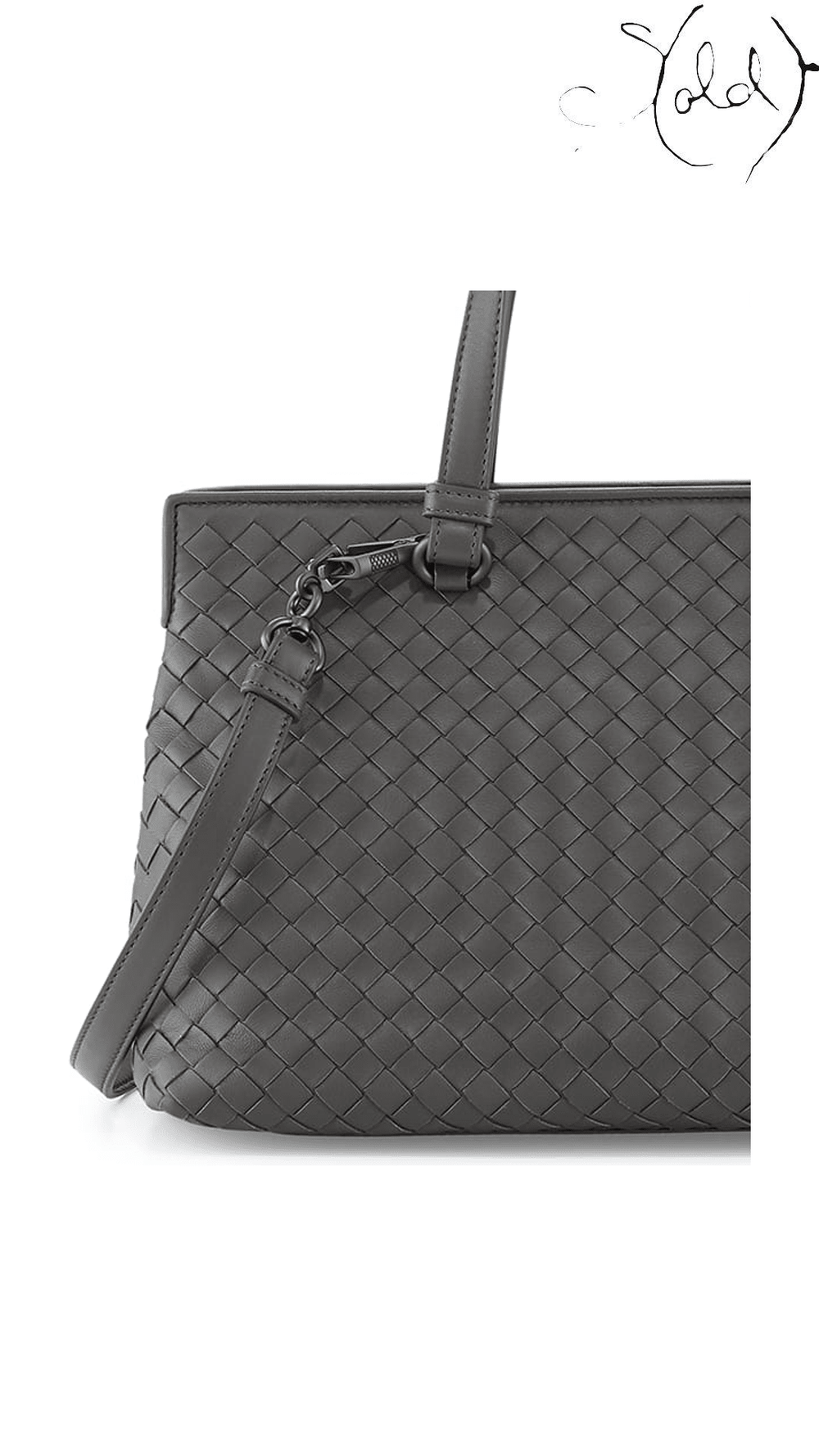 Bottega Veneta Medium Accordion Tote, shoulder strap attachment and zipper hardware detail
