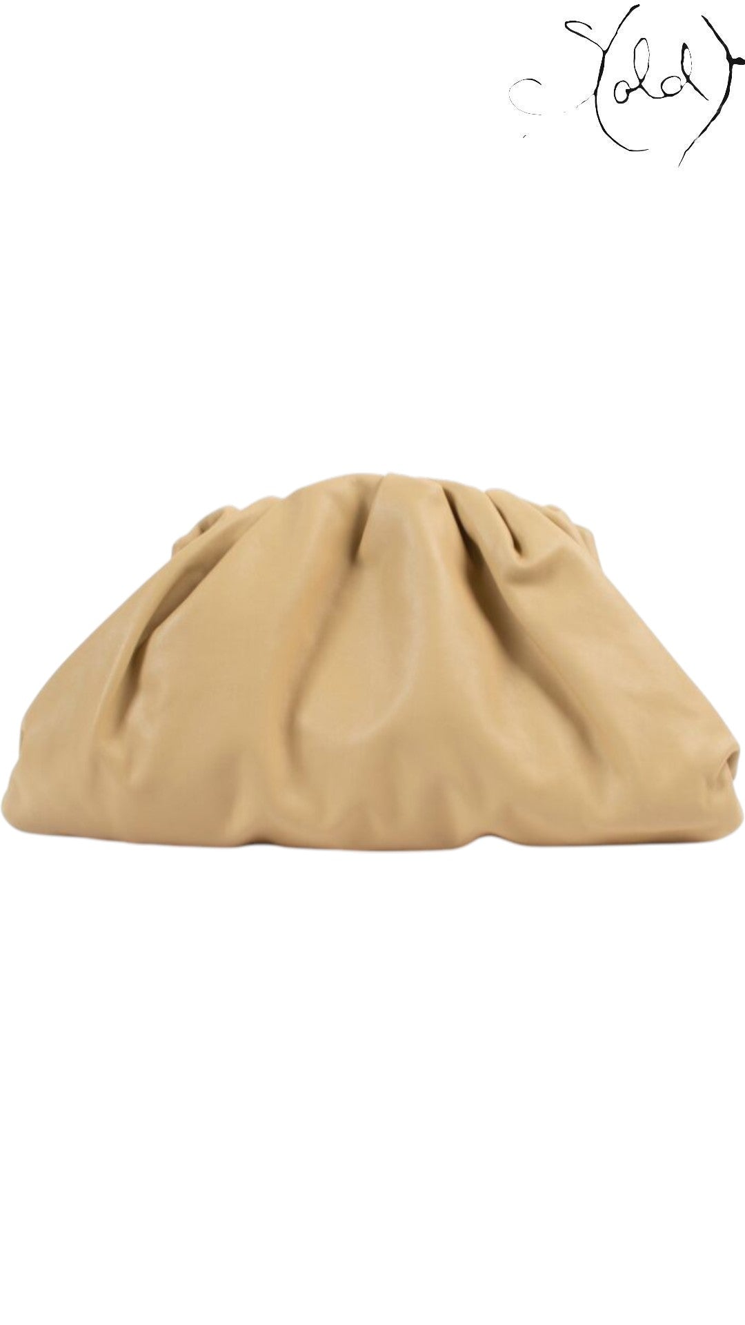 Bottega Veneta Intrecciato Pouch XL Almond Calfskin Mint Condition — Hardware detail | Sold Attire