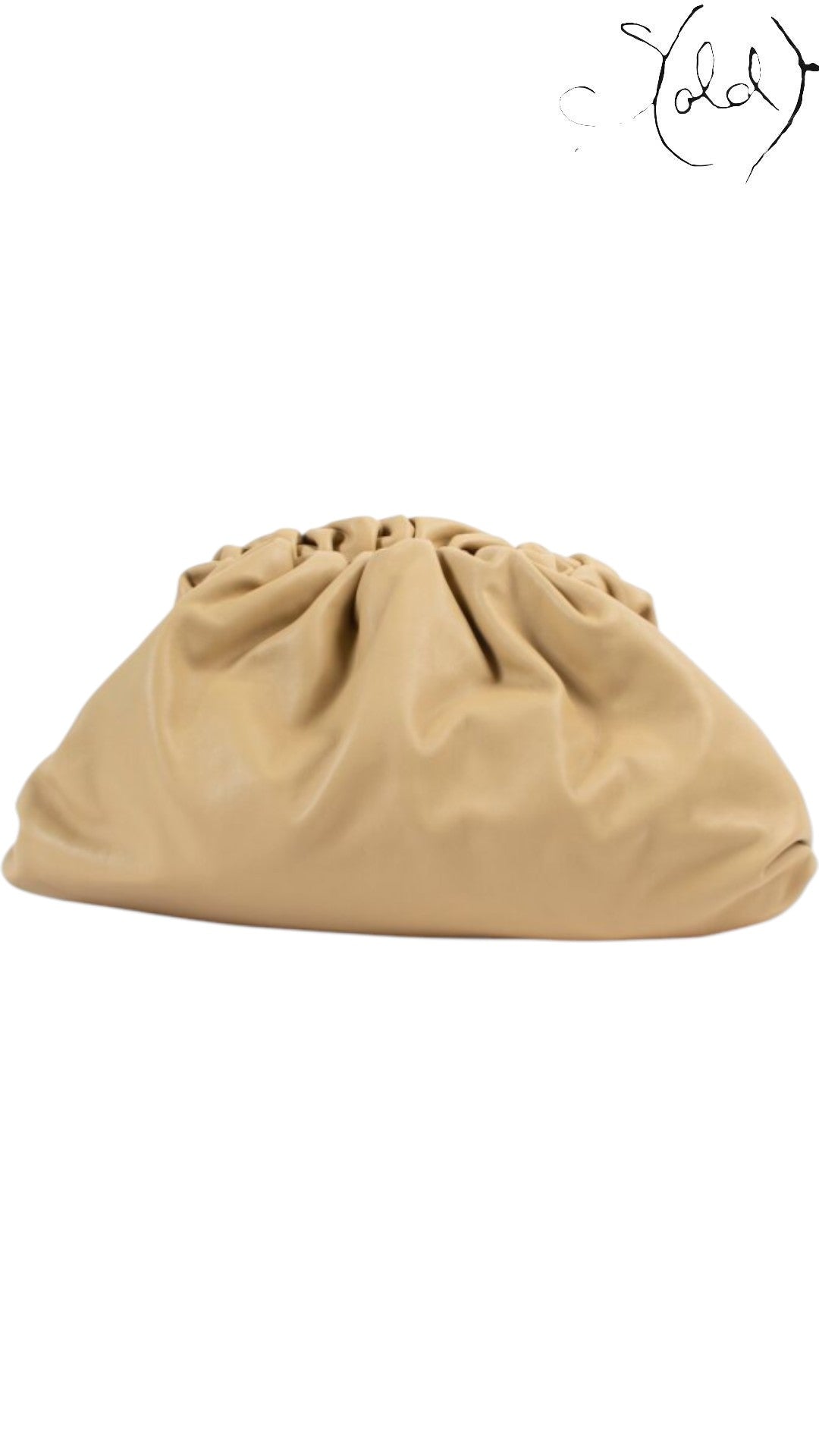 Bottega Veneta Intrecciato Pouch XL Almond Calfskin Mint Condition — Back view | Sold Attire