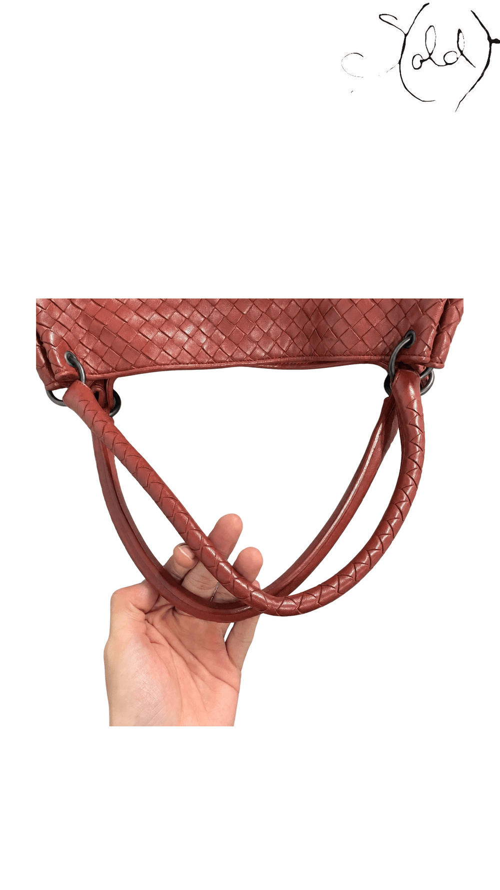 Bottega Veneta red Intrecciato Parachute bag: handles and top detail