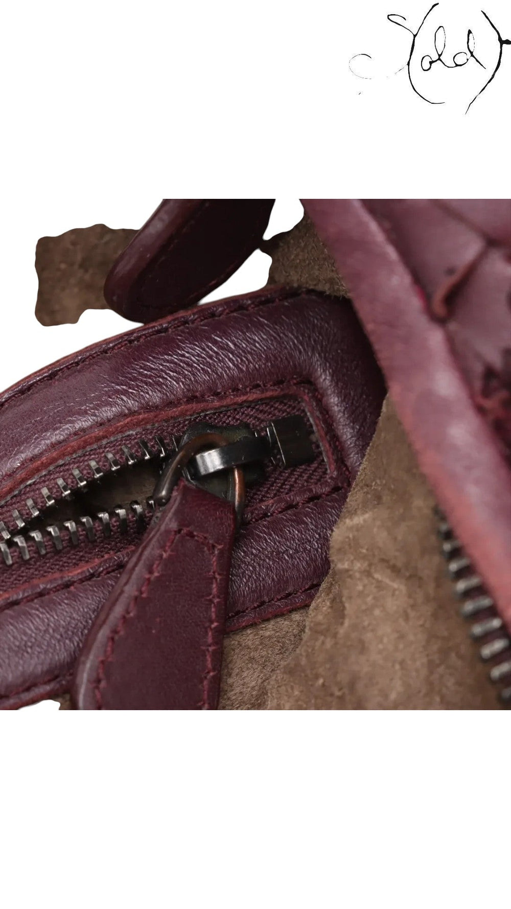 Sold Attire Bottega Veneta Velours Veneta hobo bag featuring burgundy woven leather and suede with dark zip hardware