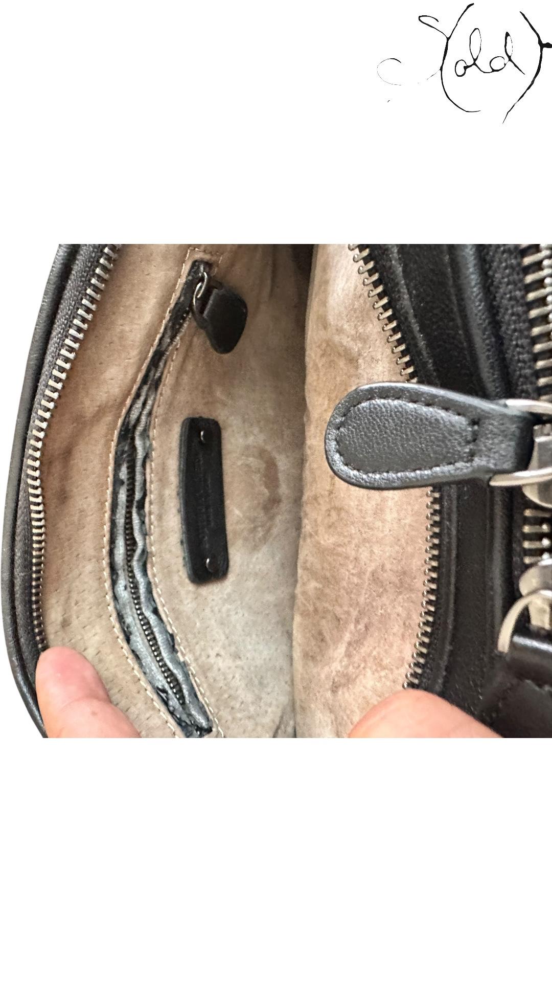 Bottega Veneta Black Intrecciato Nappa Nodini Double Zip Crossbody Bag, Hardware detail | Sold Attire