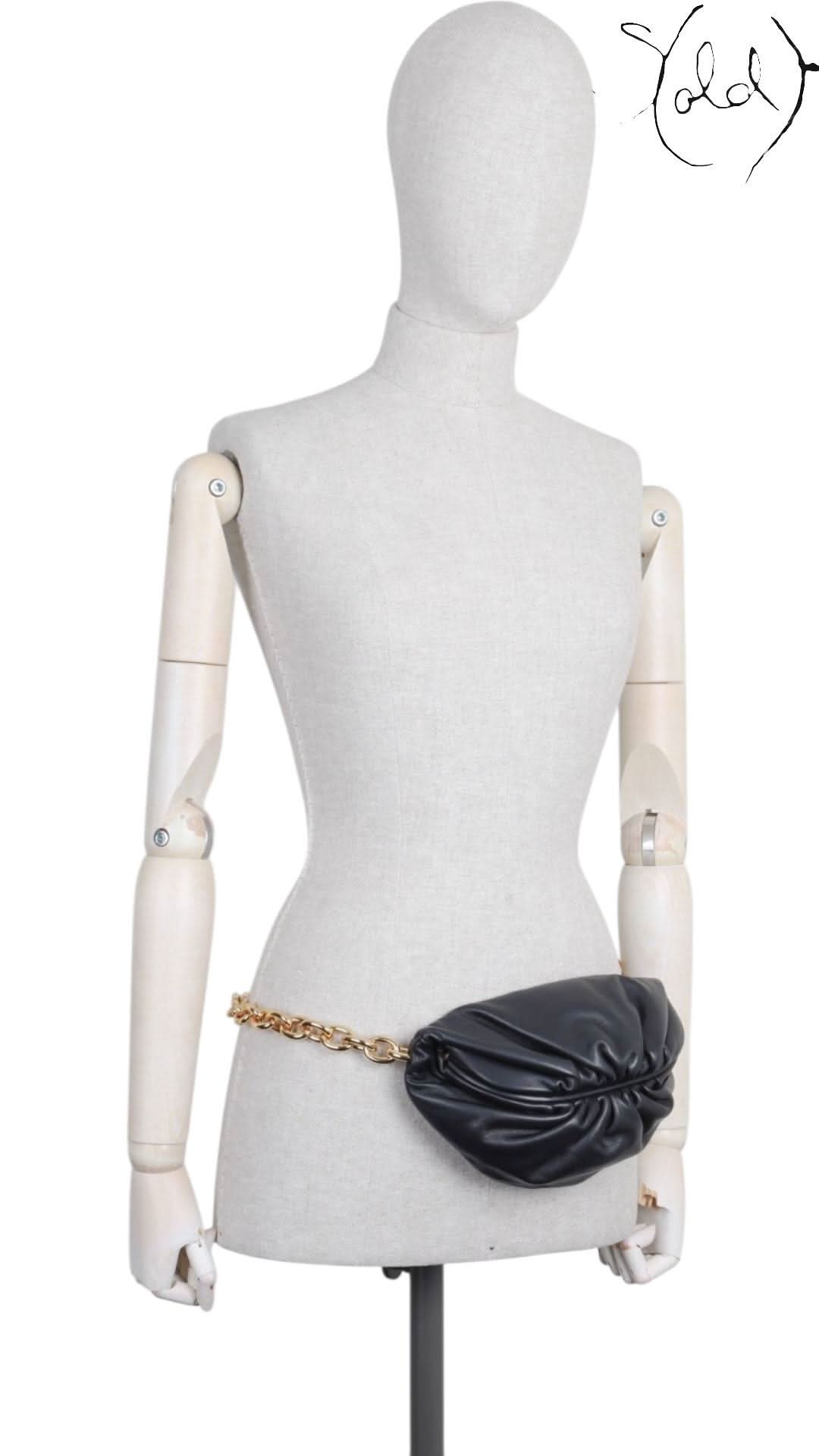 Bottega Veneta Black Leather The Belt Chain Pouch | Sold Attire - Sold Attire