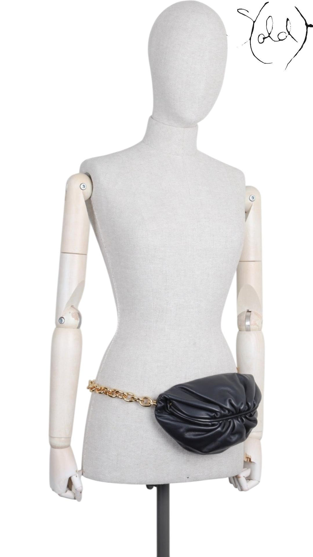 Bottega Veneta Black Leather The Belt Chain Pouch, Detail view | Sold Attire