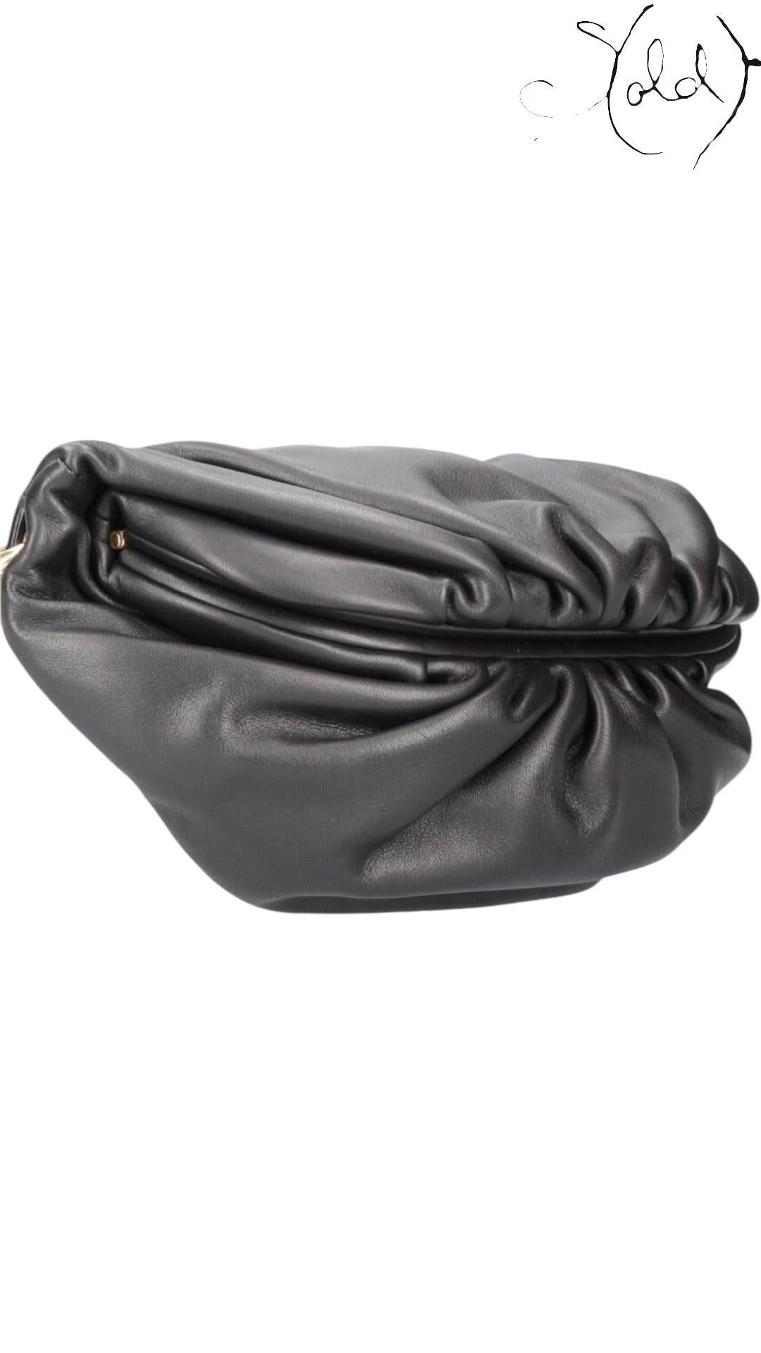 Bottega Veneta Black Leather The Belt Chain Pouch | Sold Attire - Sold Attire