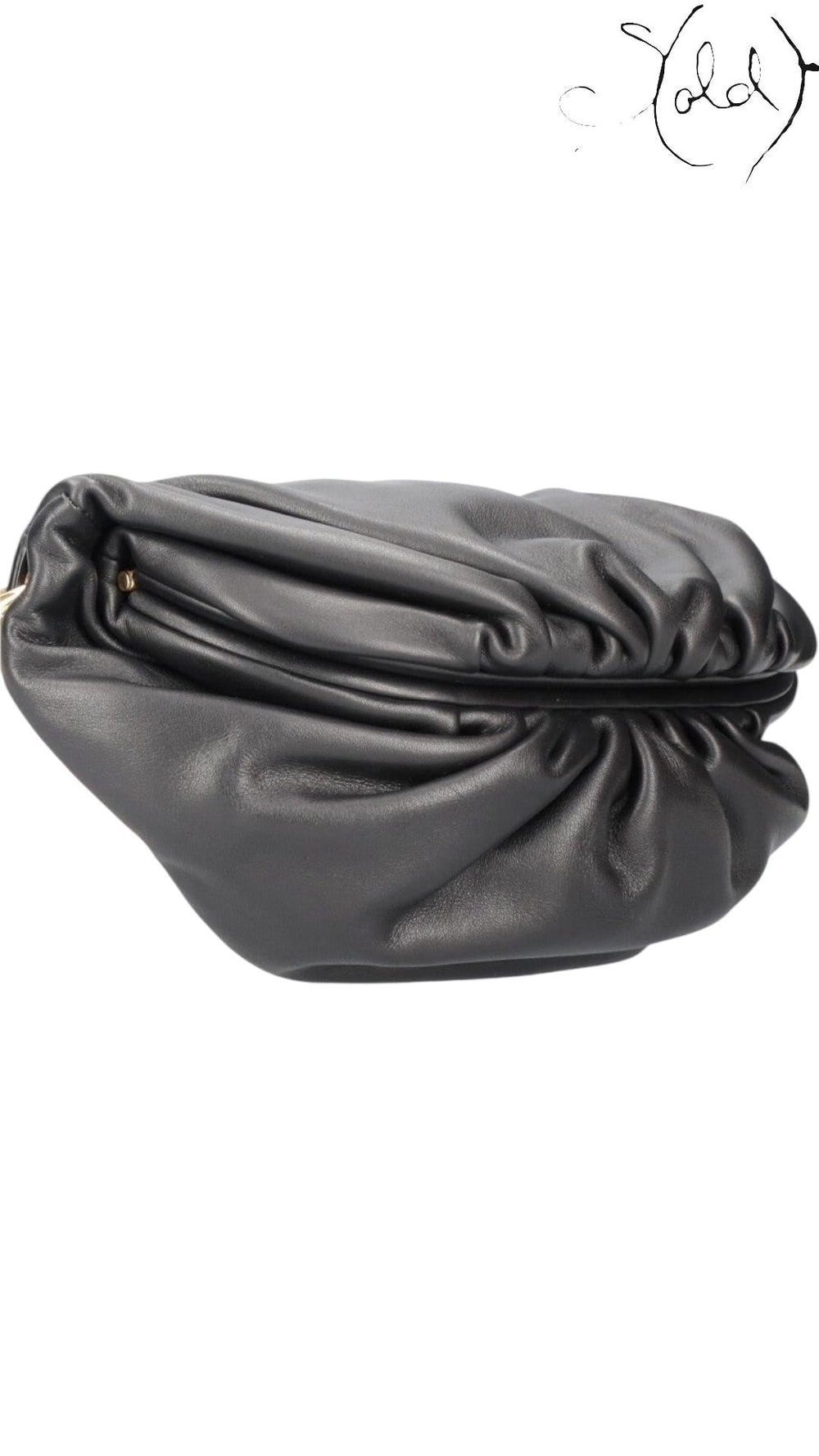 Bottega Veneta Black Leather The Belt Chain Pouch, Back view | Sold Attire