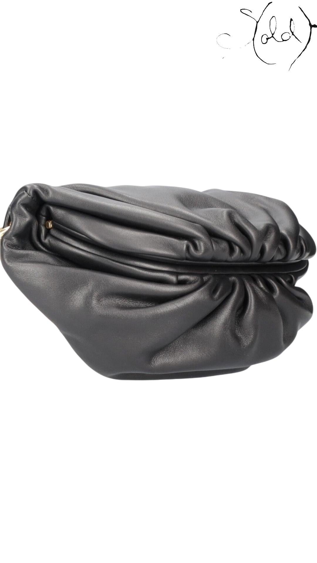 Bottega Veneta Black Leather The Belt Chain Pouch, Back view | Sold Attire