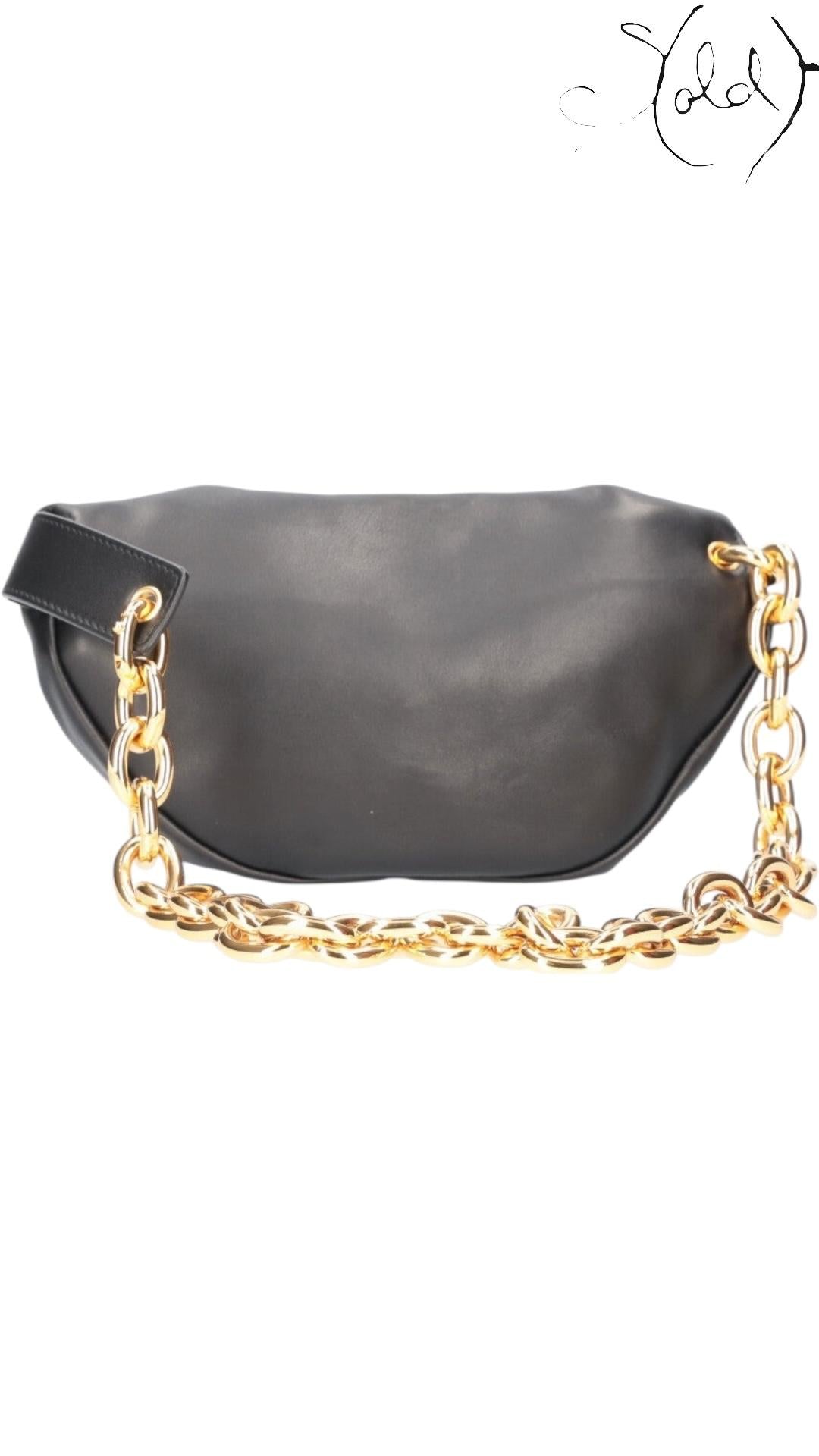 Bottega Veneta Black Leather The Belt Chain Pouch, Interior view | Sold Attire