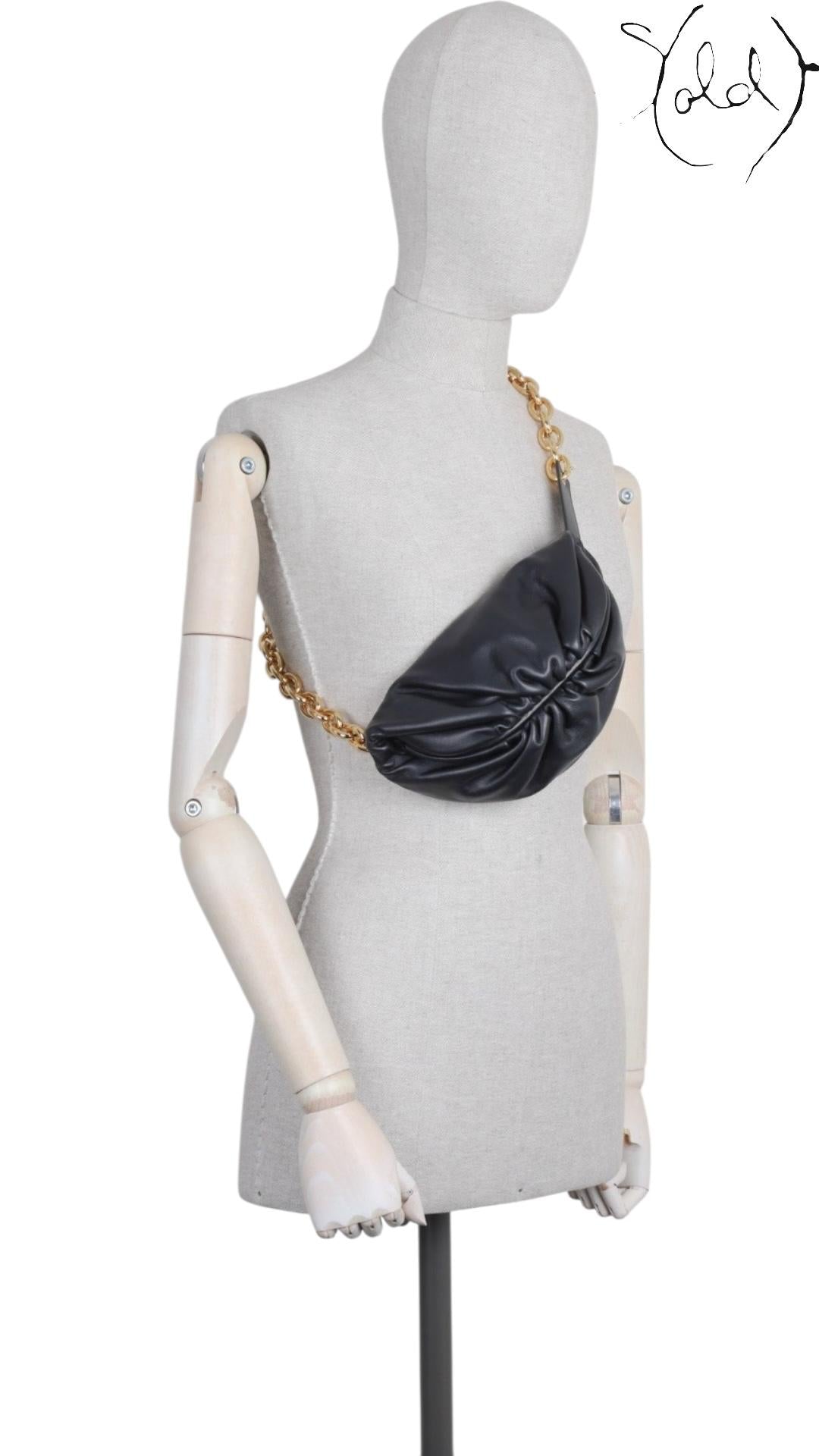 Bottega Veneta Black Leather The Belt Chain Pouch, Hardware detail | Sold Attire