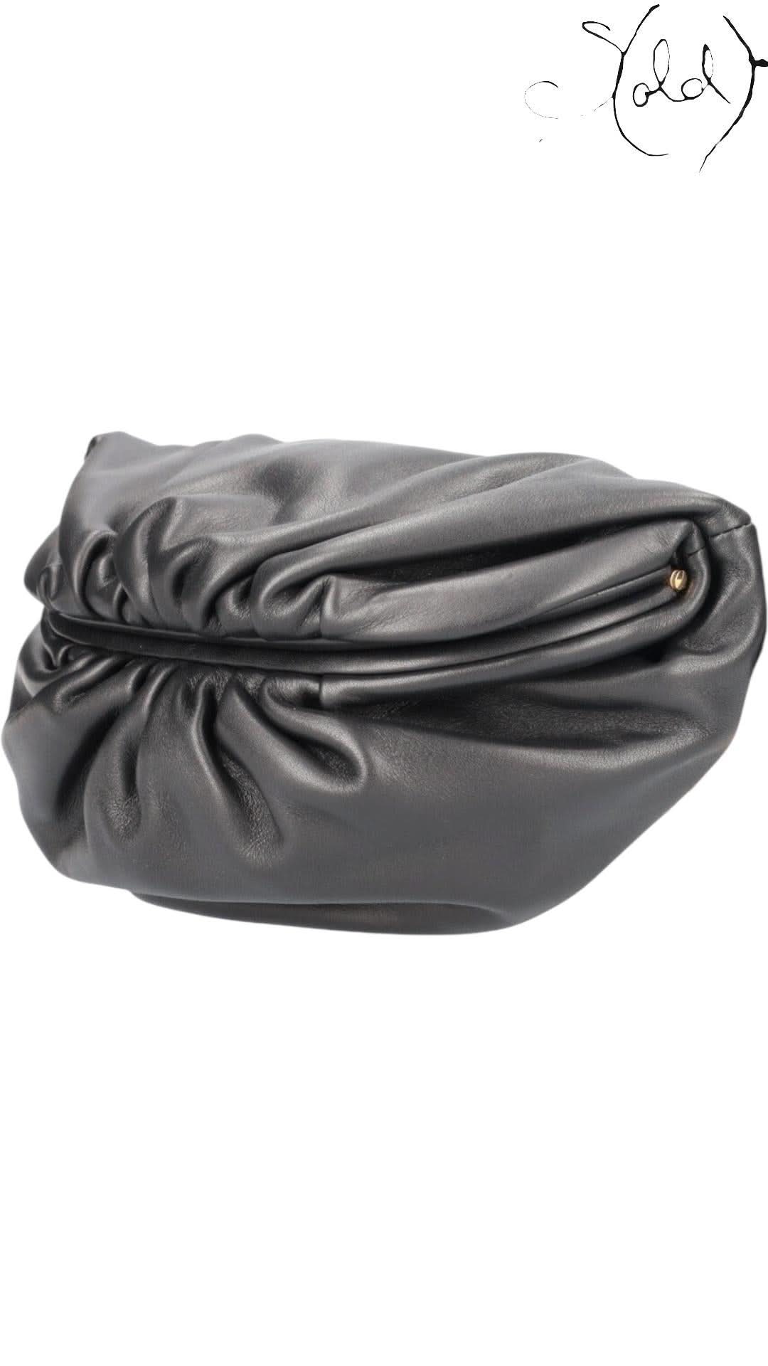 Bottega Veneta Black Leather The Belt Chain Pouch | Sold Attire - Sold Attire