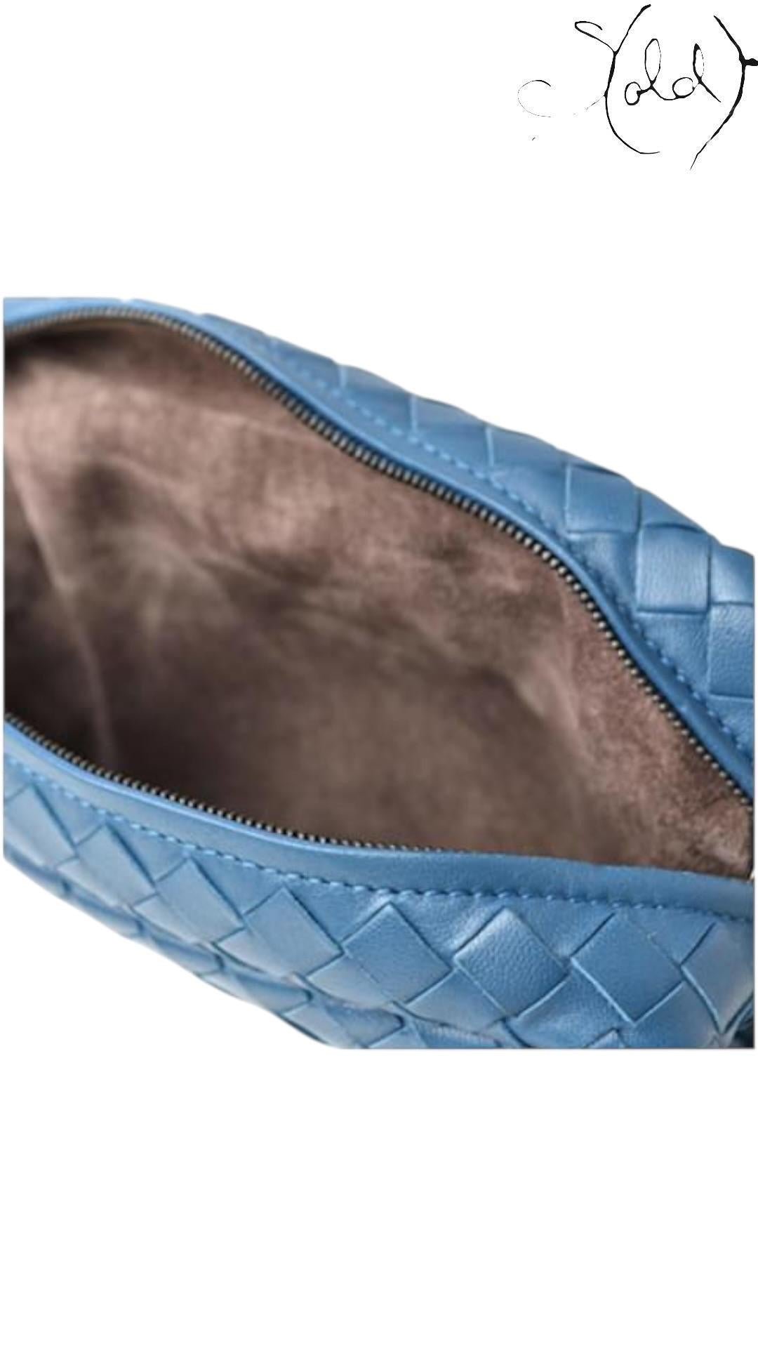 Bottega Veneta Intrecciato Baby Blue Clutch - Convertible Shoulder Bag, Interior view | Sold Attire