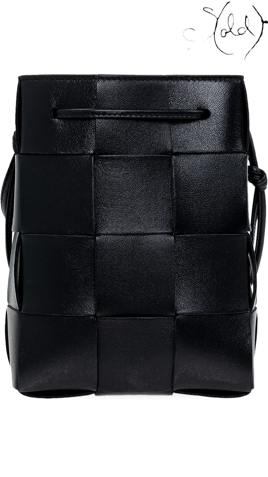 Bottega Veneta Lambskin Intreccio Small Cassette Crossbody Bucket Bag Black | Sold Attire, Authenticated Pre - Owned | Sold Attire