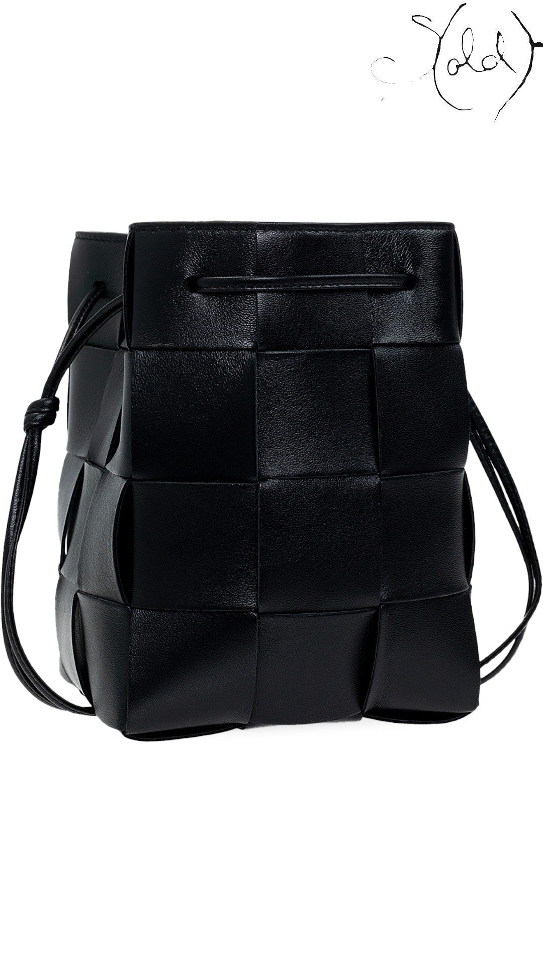 Bottega Veneta Lambskin Intreccio Small Cassette Crossbody Bucket Bag Black | Sold Attire, Authenticated Pre - Owned | Sold Attire